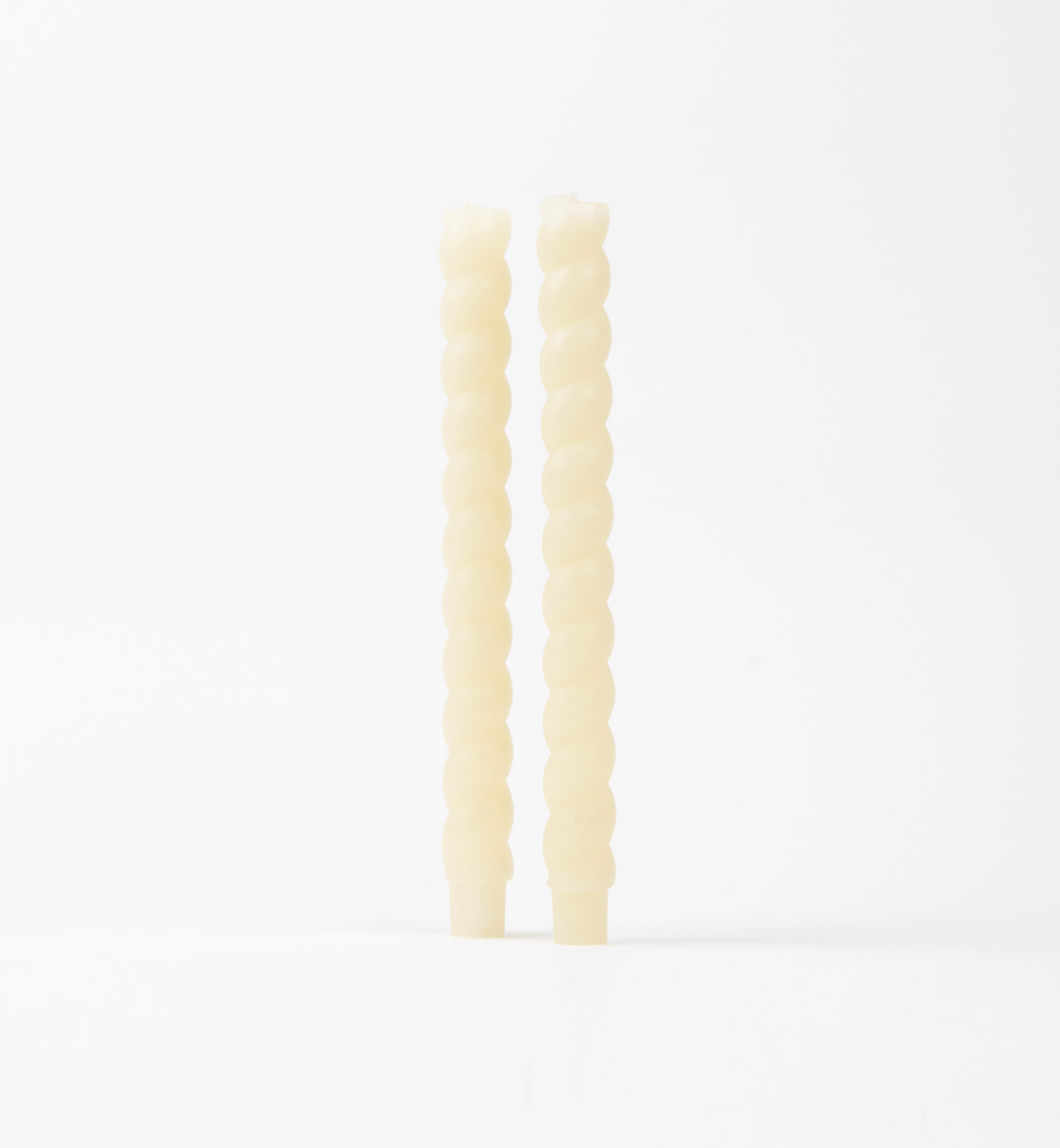 Unscented Twisted Taper Candles in Box, Set of 2 Cream