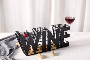 Wine cork holder, 13.5-inch black metal with wire grid, rustic design; holds corks
