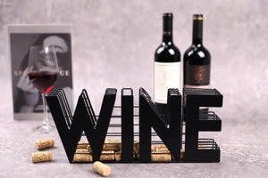 Wine cork holder in black metal, 13.5-inch length, rustic design by JHY DESIGN.