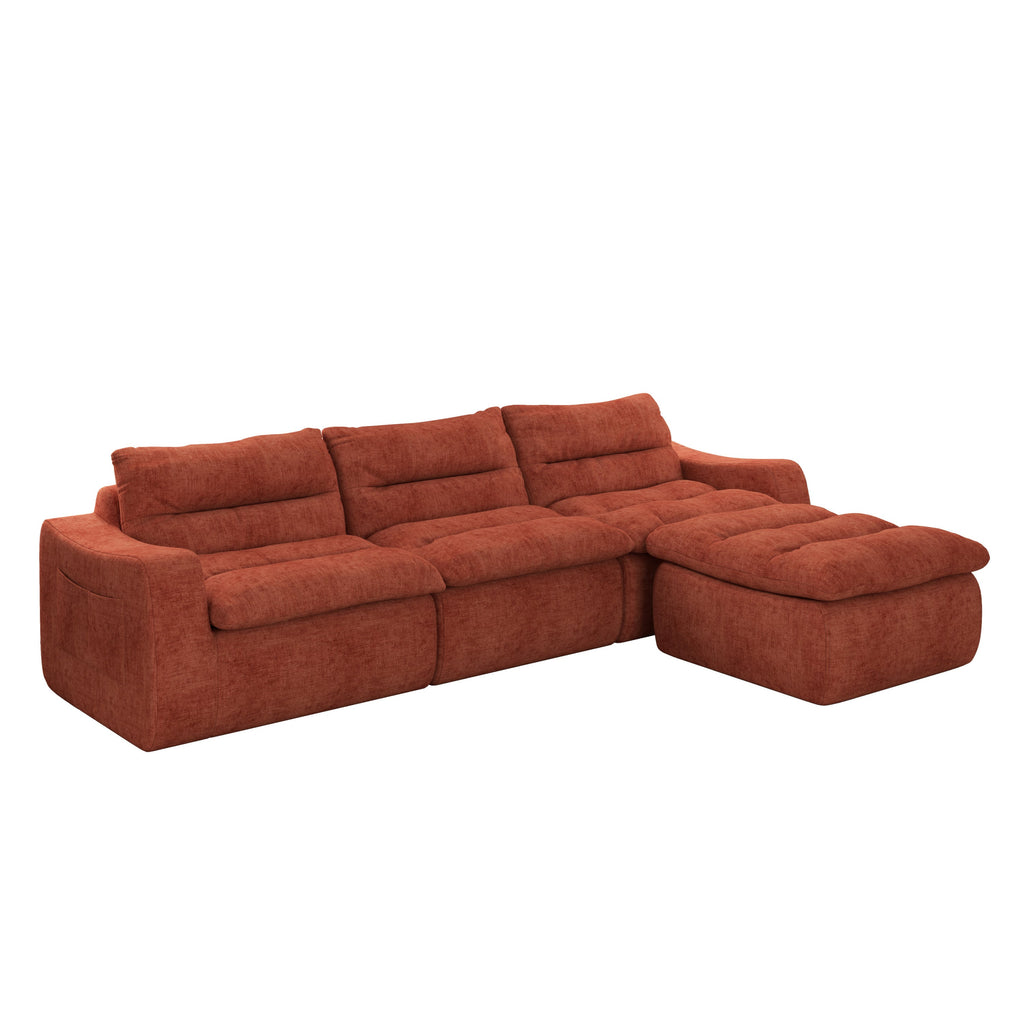 Right sofa seat, L-shaped modular combined sofa, compressed combined sofa, modern lazy style comfortable beanbag sofa-Orange