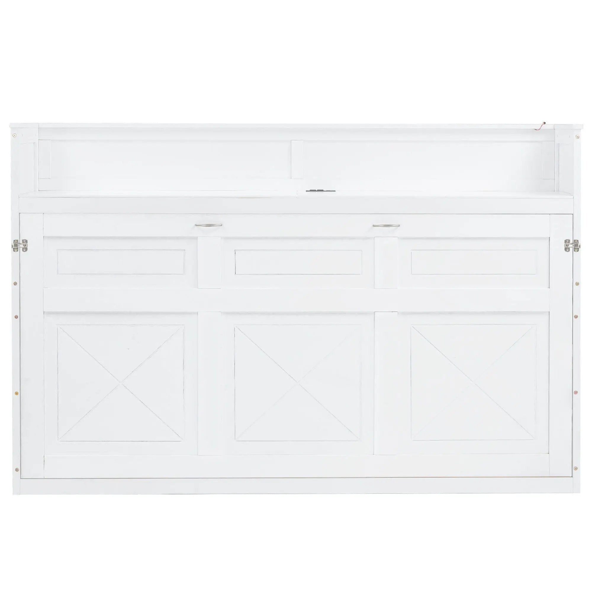 Murphy Bed With Desk, LED Light And USB Charging Station