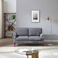 66-Inch Modern Velvet Loveseat Sofa with Wooden Legs & Crystal button and Copper Nail, Tufted Backrest, Perfect for Living Room, Bedroom, or Office (Grey)