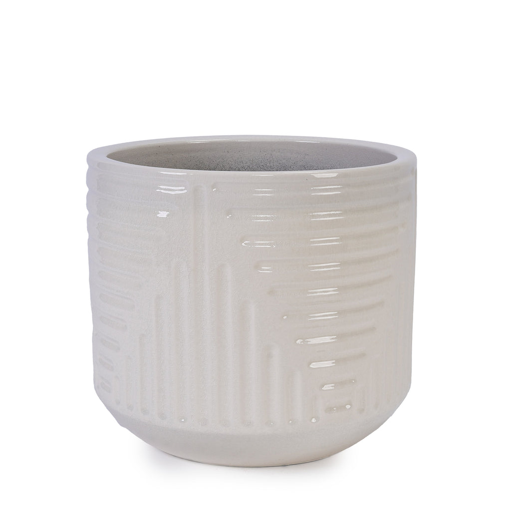Ceramic Flowerpot, Modern Planter for Patio, Garden, Windowsill - White