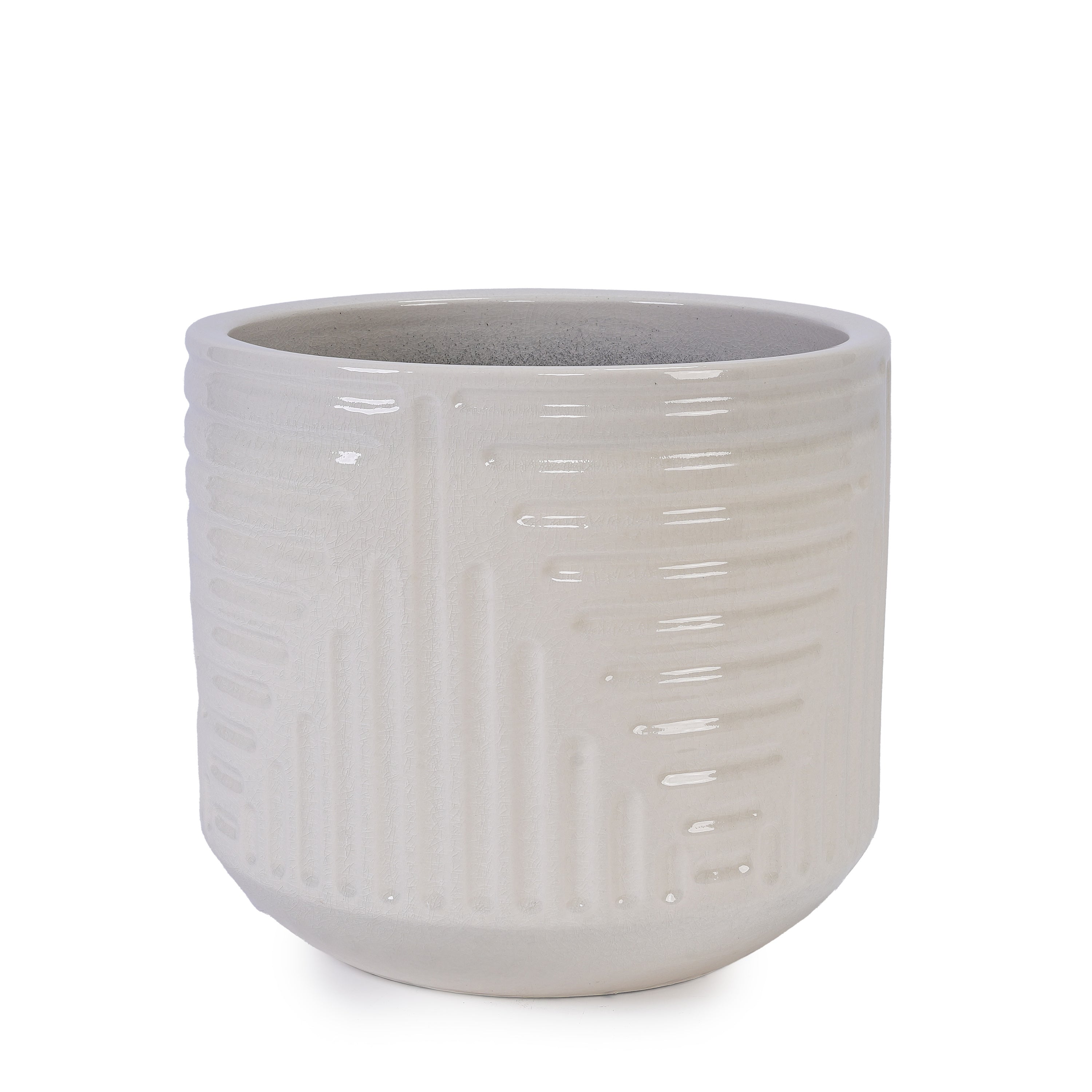 Ceramic Flowerpot, Modern Planter for Patio, Garden, Windowsill - White