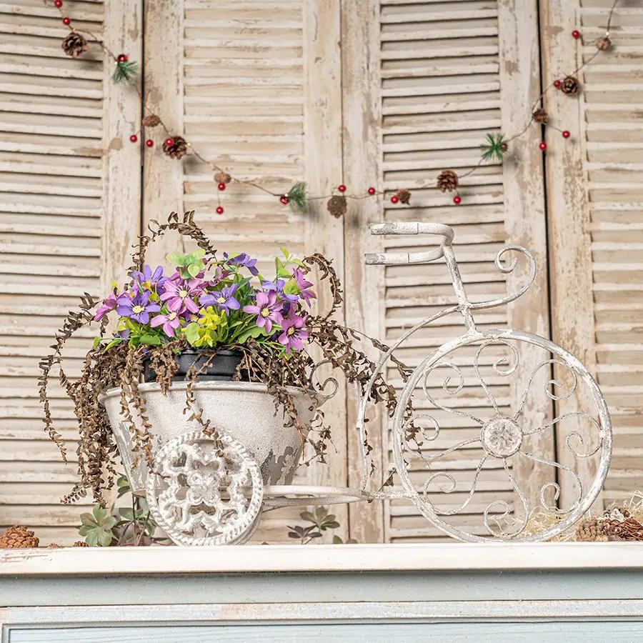 Rustic Bicycle Metal Wire Wall Planter Basket, Decorative Hanging Flower Pots, Vintage Bicycle Wall Art for Home, Garden, and Office Decor