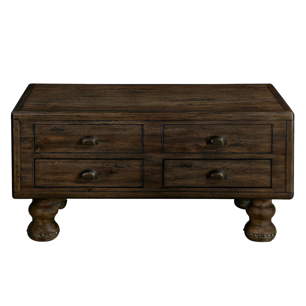 Rectangle Living Room Coffee Table Set,  3-Piece Solid Wood Living Room Table Set, 1 Coffee Table and 2 End Table, Wood Center Table Tea Table Set with Rivet Decoration Legs.Espresso