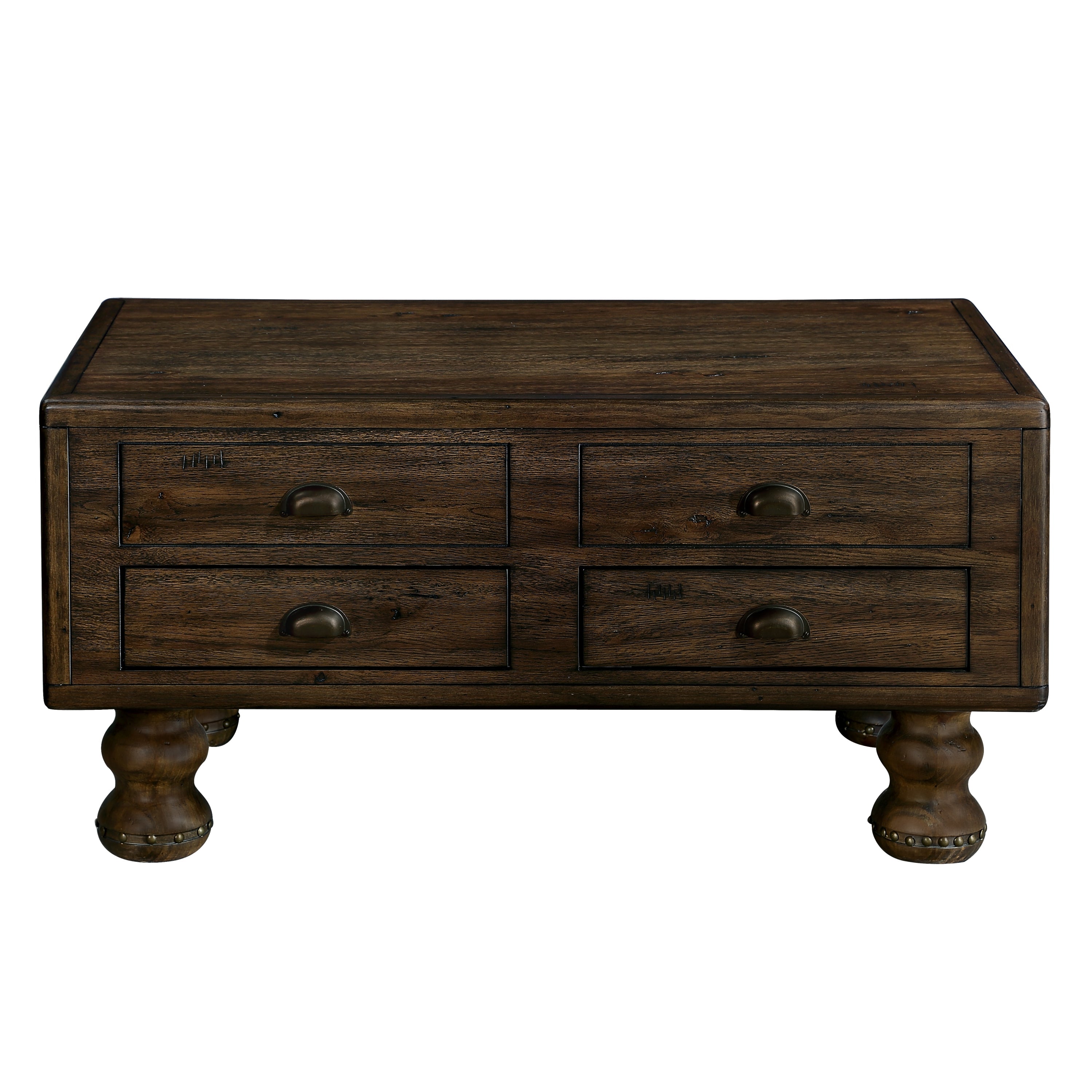 Rectangle Living Room Coffee Table Set,  3-Piece Solid Wood Living Room Table Set, 1 Coffee Table and 2 End Table, Wood Center Table Tea Table Set with Rivet Decoration Legs.Espresso