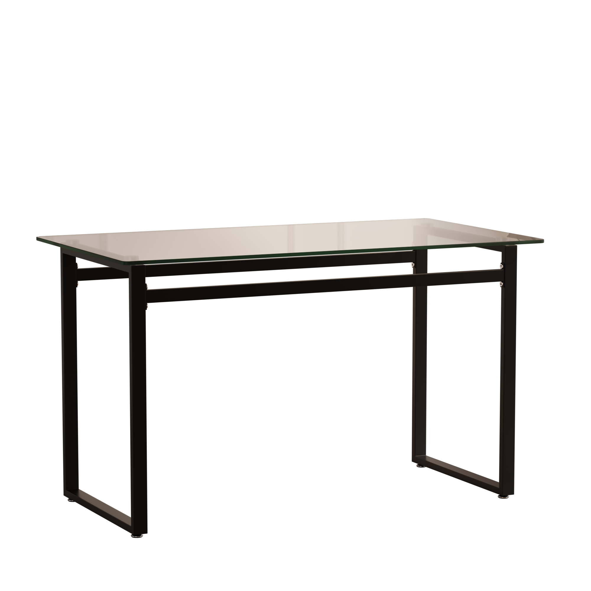 Modern Minimalist Rectangular Glass Dining Table for 4-6 with Tempered Glass Tabletop and Black Chrome Metal Legs