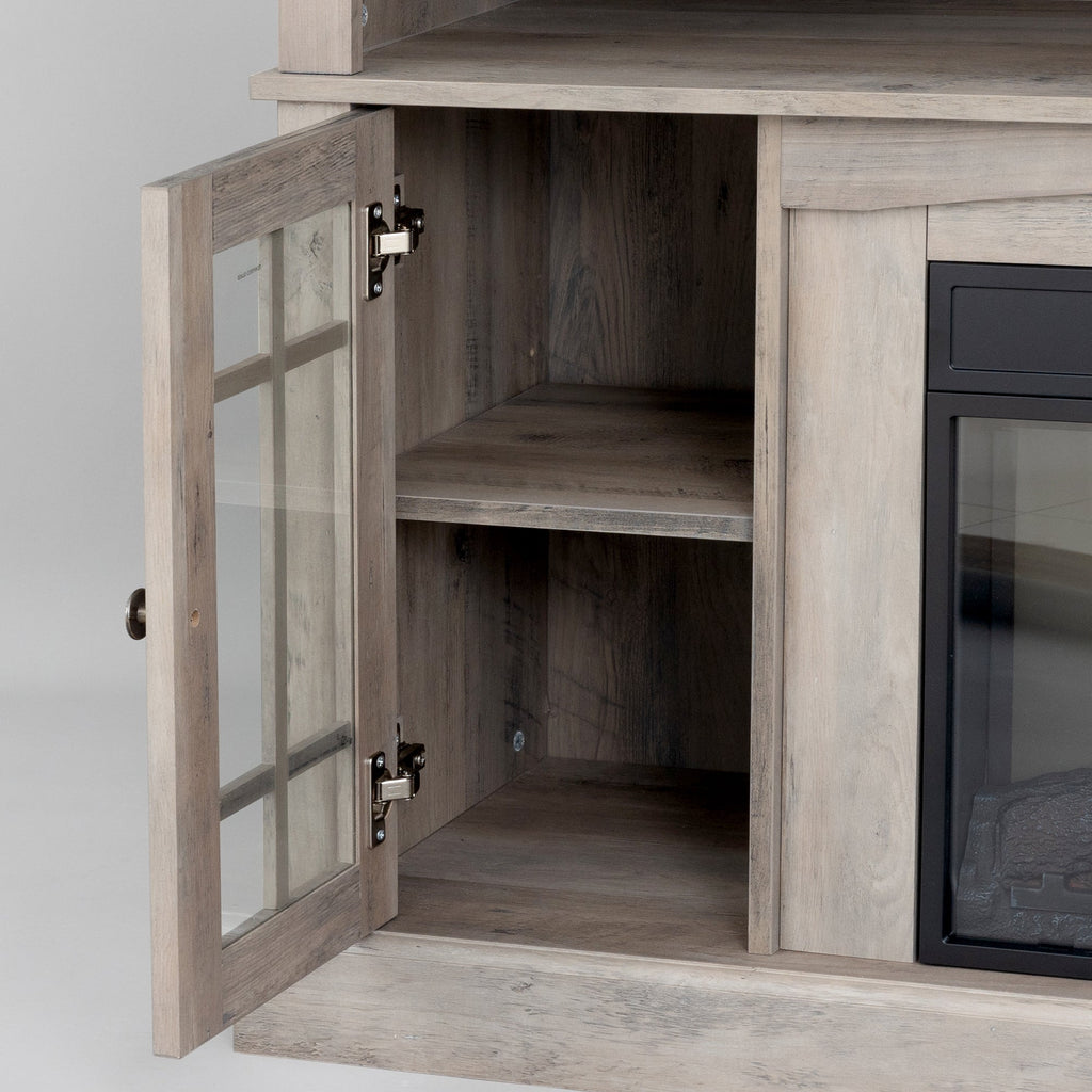TVstand,media console,storage cabinet,entertainment center,with electronicfireplace,Install theLEDBluetooth band,using the latest infrared heating technology,electronic flame beautiful,safe color:Gray