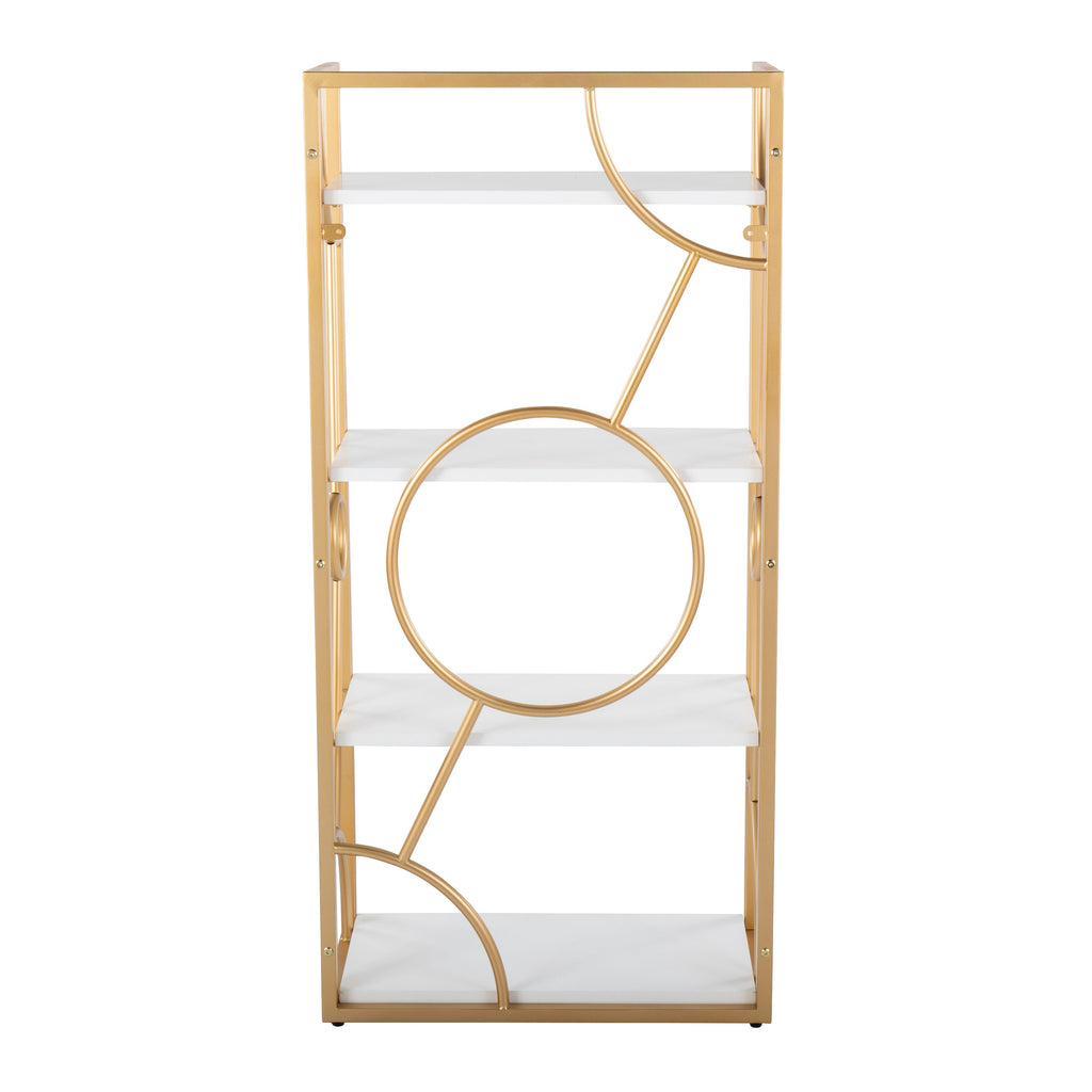 Constellation Contemporary Bookcase in Gold Metal and White Wood by LumiSource