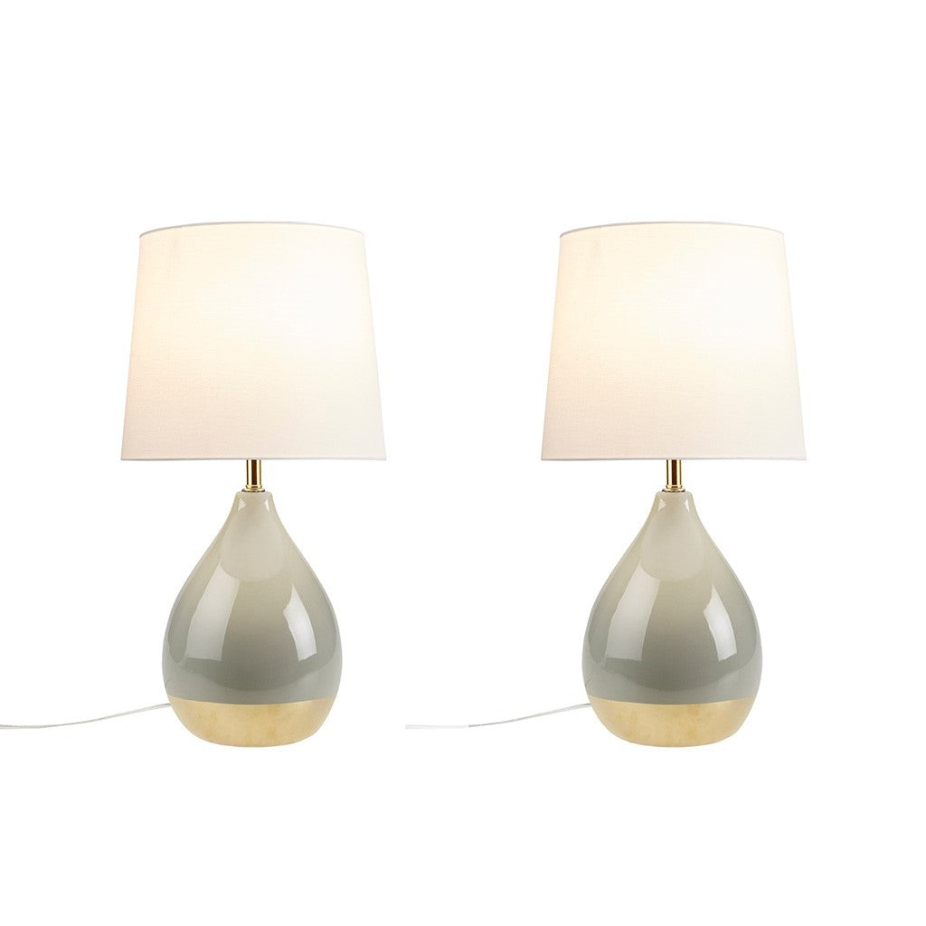 2-Tone Ceramic Table Lamp Set of 2 Sage Green/Gold See below