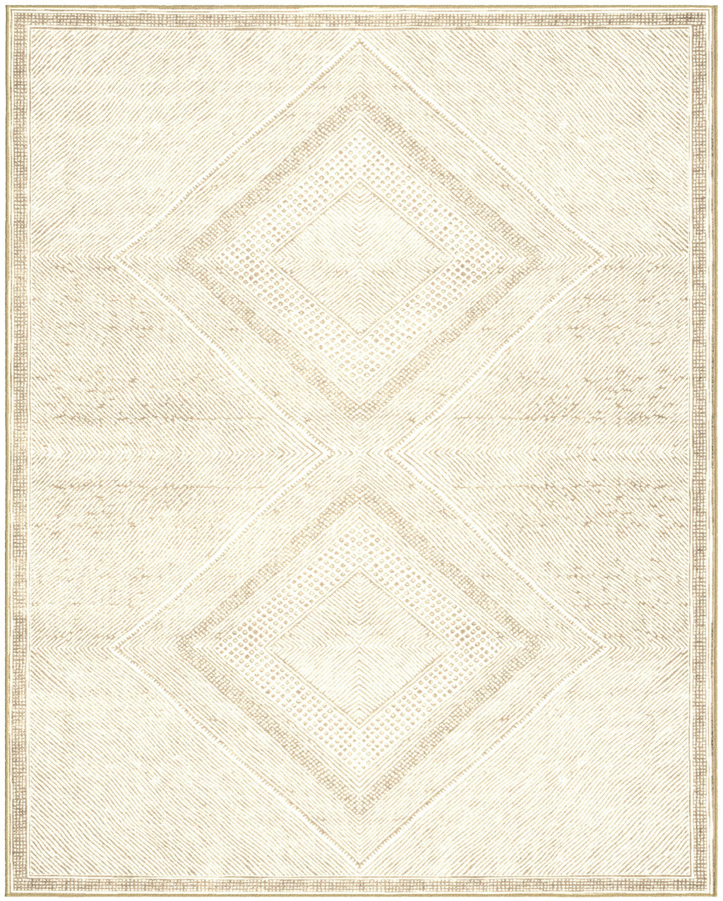 Benzara Beige and White Viscose Area Rug 8x10