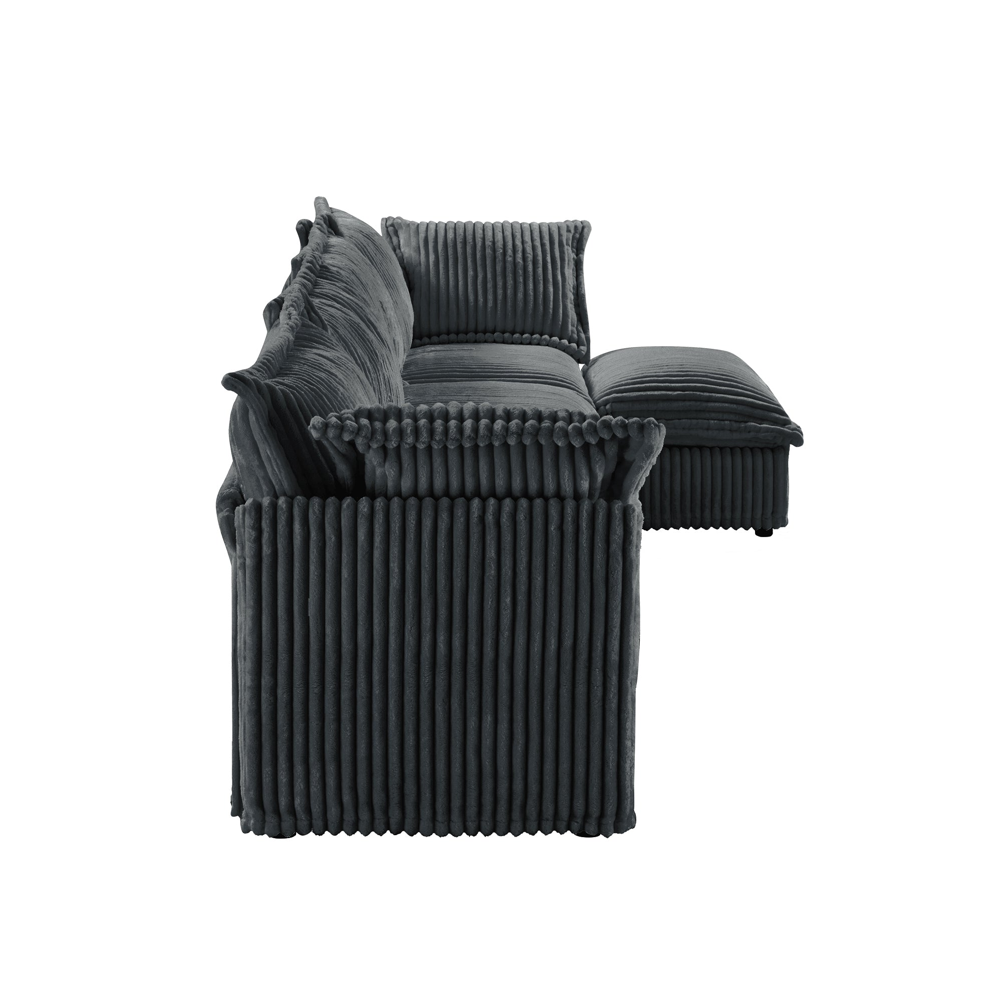 Slipcovered L Shape Sectional Long Sofa Couch, 4 Seater Sofa with Suppleness Armrests,Deep Seat Sofa with 2 Big Pillows, Comfy Couch for Living Room, Apartment, Gray
Corduroy Fabric