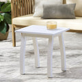 SELMA Acacia wood Accent Side Table in White PU, Weather-Resistant Rectangular End Table for Patio, Garden, Lawn, and Living Room(White PU)