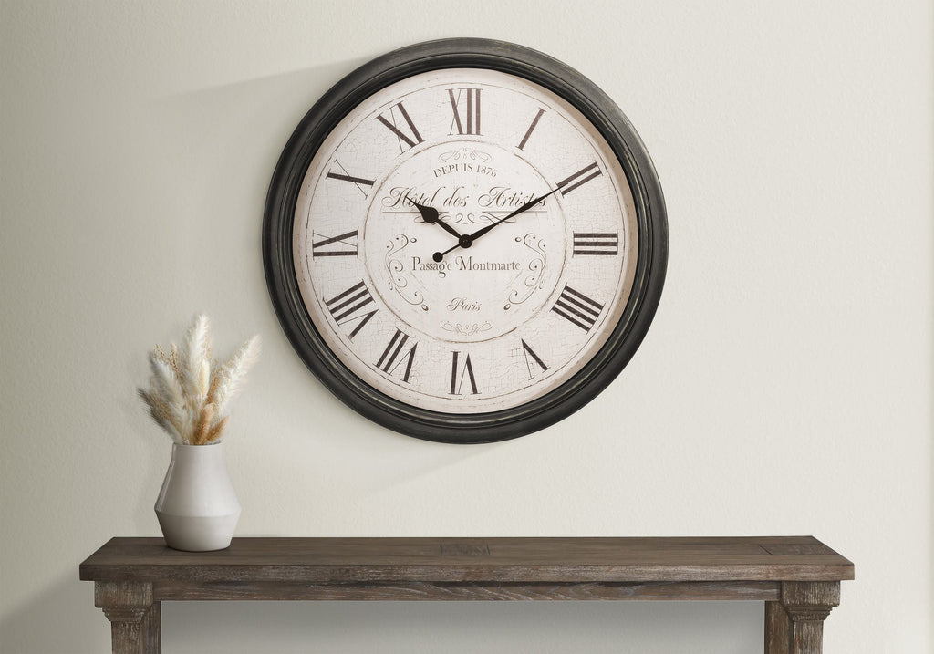 Clocks, 30' Round, Large Oversized, Wall Clock, Brown, Transitional