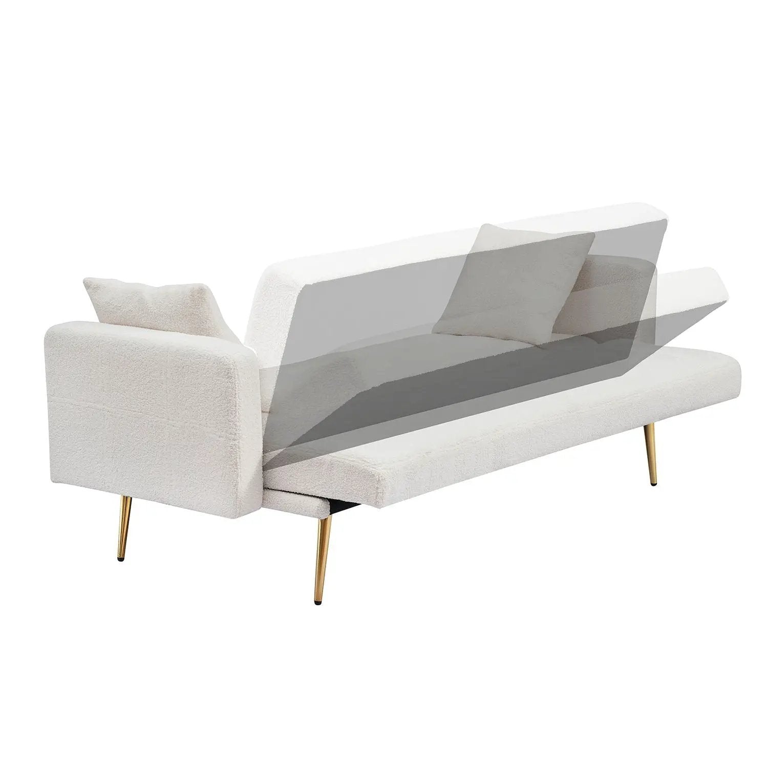 Teddy Fleece Sofa Bed With Luxurious Throw Pillows