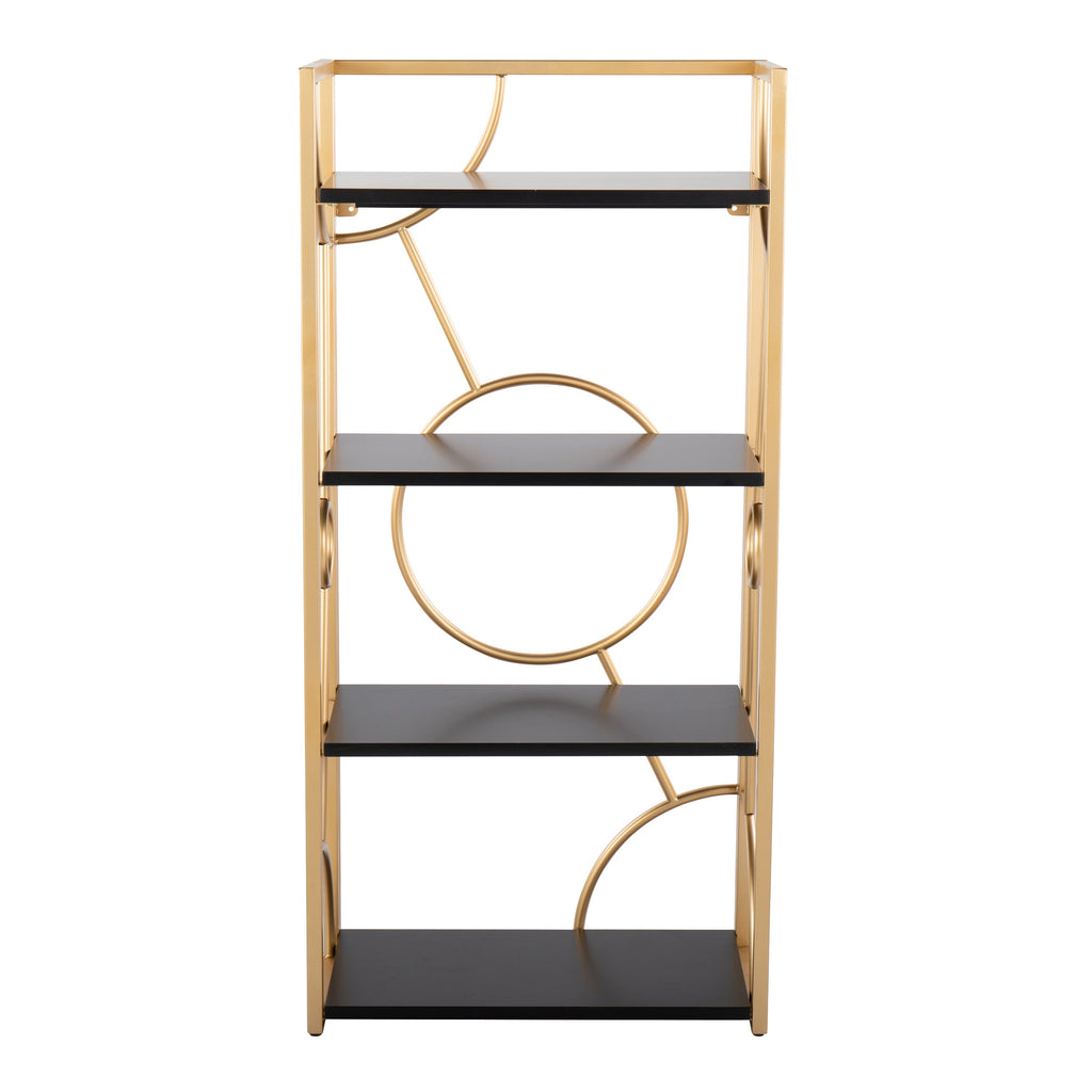 Constellation Contemporary Bookcase in Gold Metal and Black Wood by LumiSource