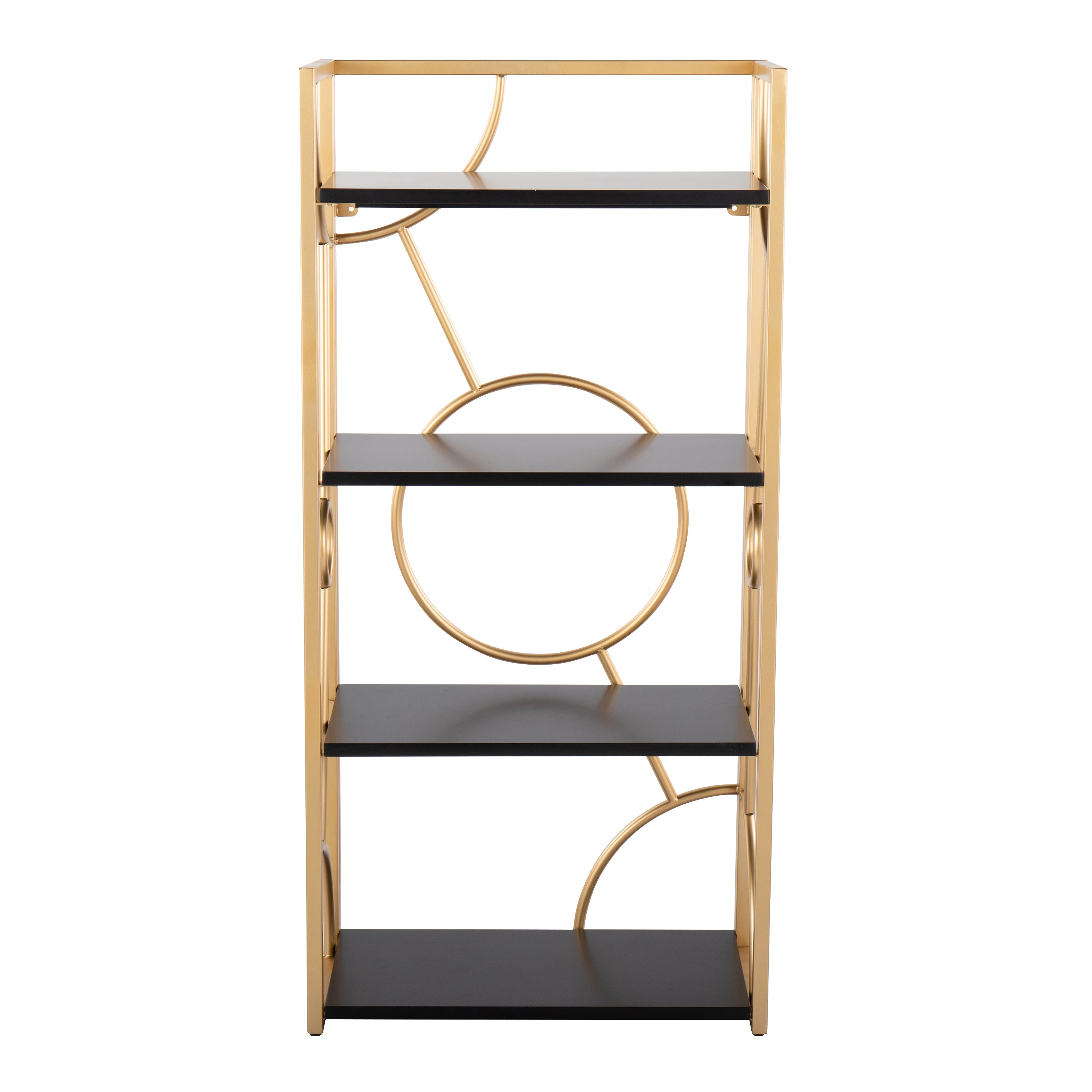 Constellation Contemporary Bookcase in Gold Metal and Black Wood by LumiSource