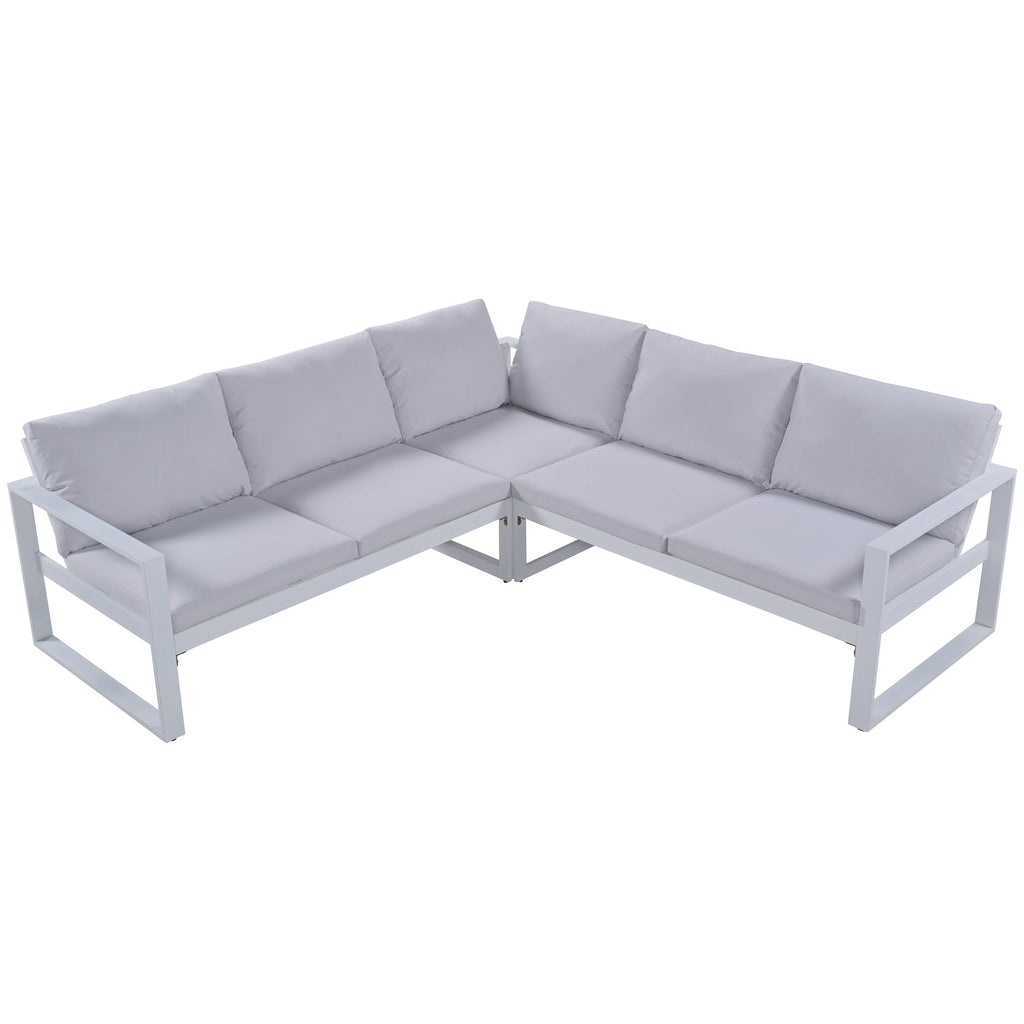 [Not allowed to sell to Wayfair]U_Style Industrial Style Outdoor Sofa Combination Set With 2 Love Sofa,1 Single Sofa,1 Table,2 Bench