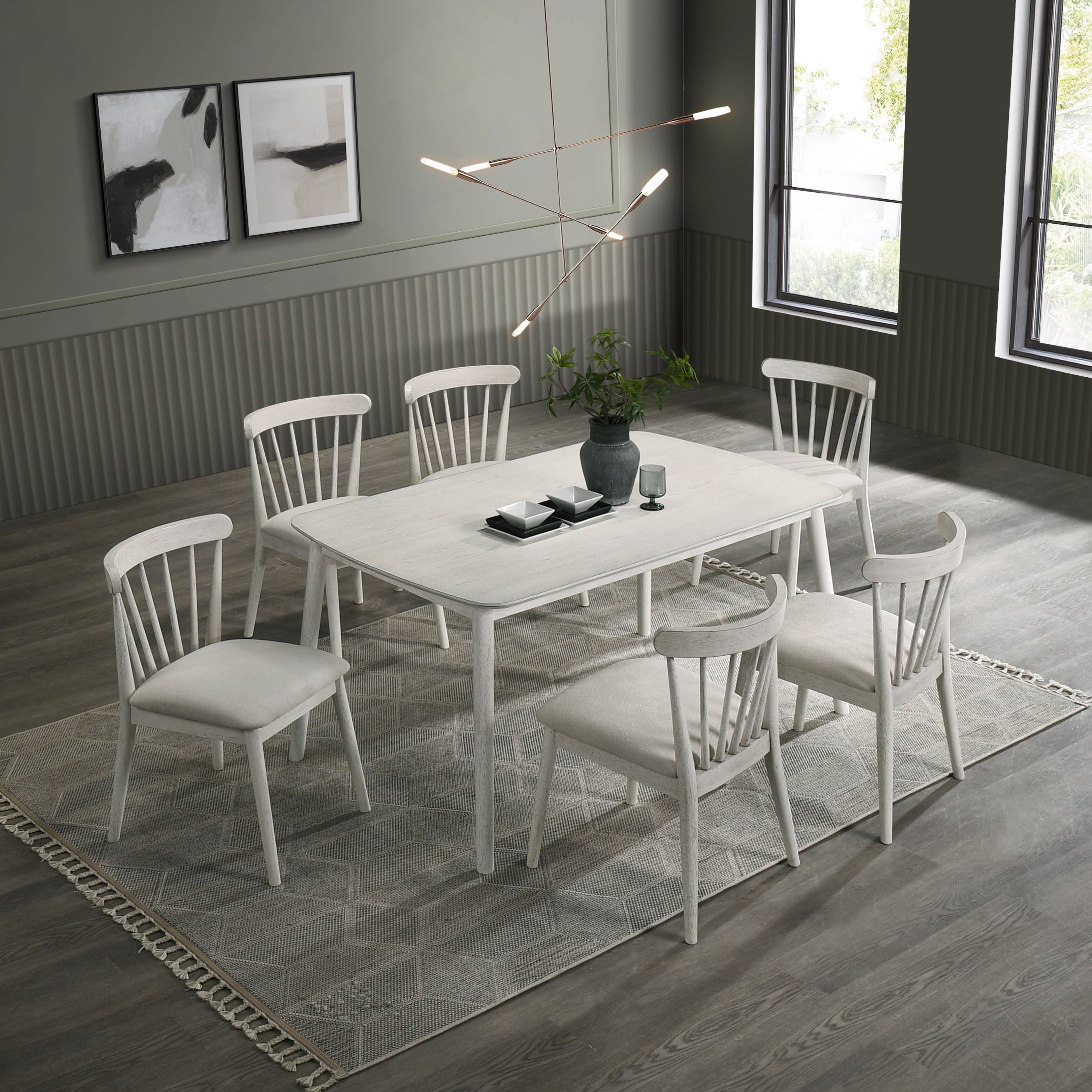 2-Piece Rustic Dining Side Chair Set, Solid Wood Frame, Farmhouse Design, Easy Assembly
