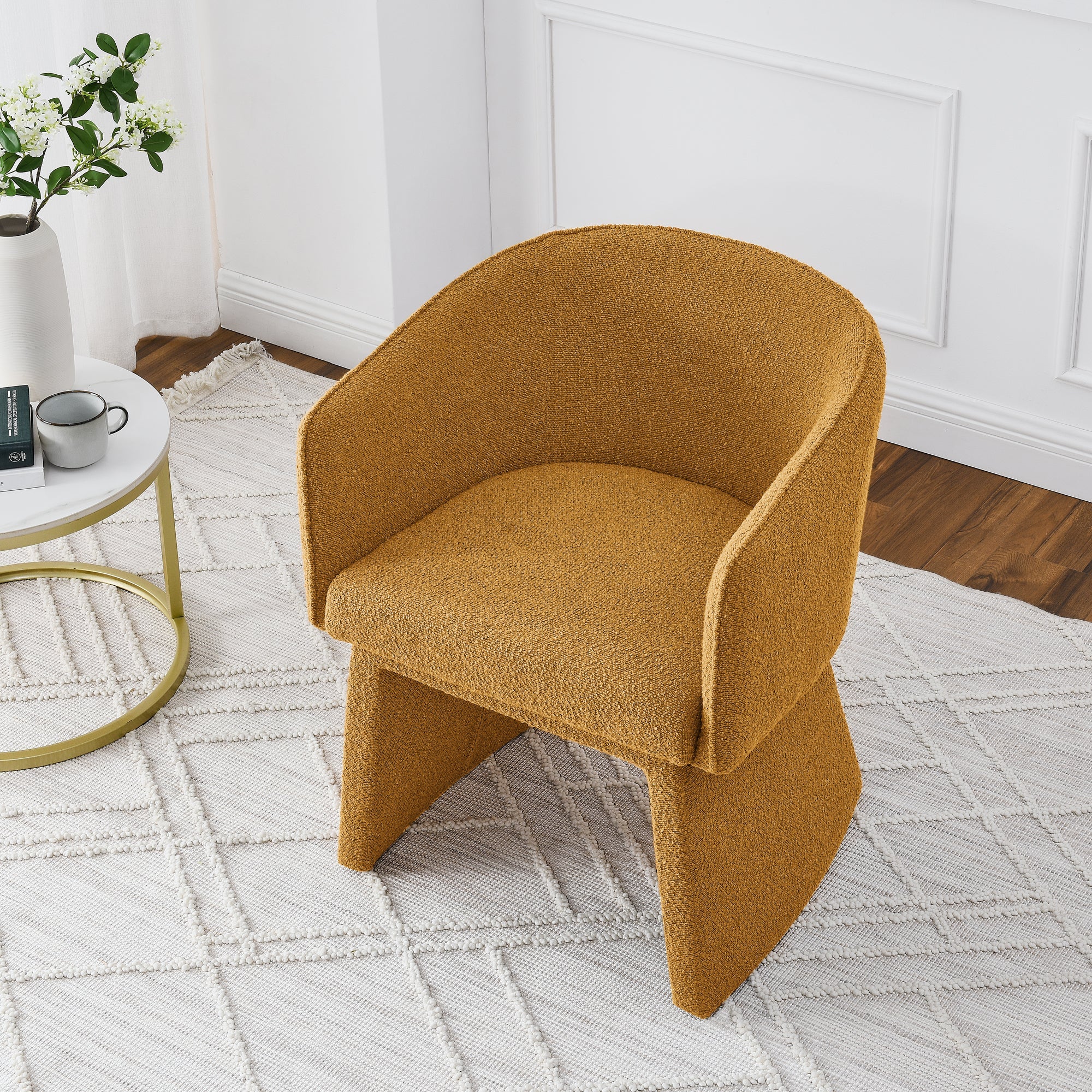 Modern style simple and elegant chair, orange leisure chair, suitable for dining/bedroom/living room/reception desk (assembly required)-Orange