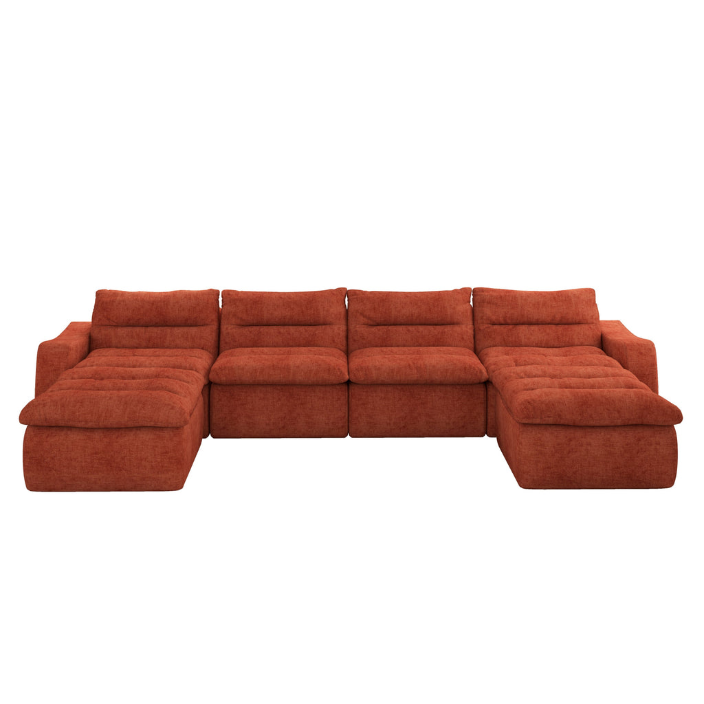 Compression combined sofa, modern lazy style combined sofa, comfortable beanbag sofa, can be combined at will, no need to assemble, suitable for living room-Orange