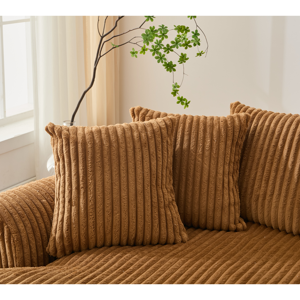 127''  Large Sectional Sofa ,Elegant Curved Design ,High-Resilience Foam ,Ten Back Cushions,L-Shape Left Sofa,No Assembly  Required , (Brown-Soft Corduroy Fabric)