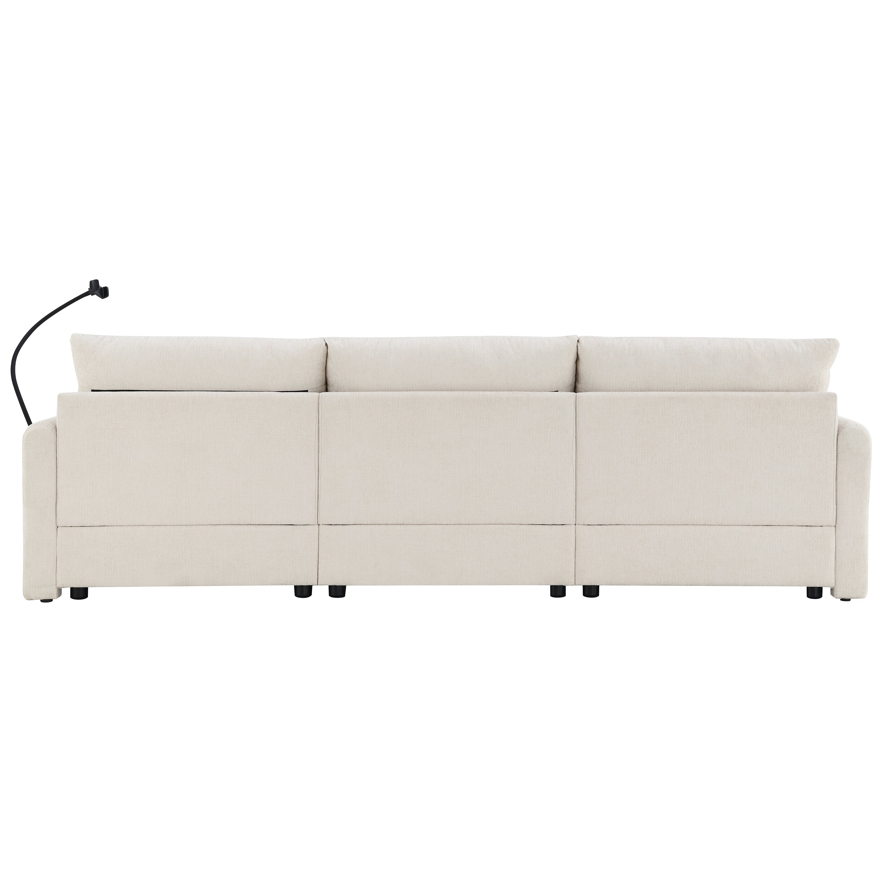 96.5'' Chenille Sectional Sofa with Storage Ottoman and Pockets,Adjustable Phone Holder,Wide Seat,4 Seat L Shaped Couch Set,Comfy Sofa with USB Charger for Living Room,Apartment,3 Colors