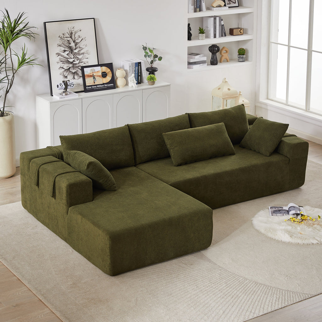 Modern Chenille Upholstered Sectional Sofa Couch Set,Modular 108' L Shaped Sectional Living Room Sofa Set With 6 Pillows,Free Combination Sofa Couch for Living Room,Bedroom(Left Chaise)