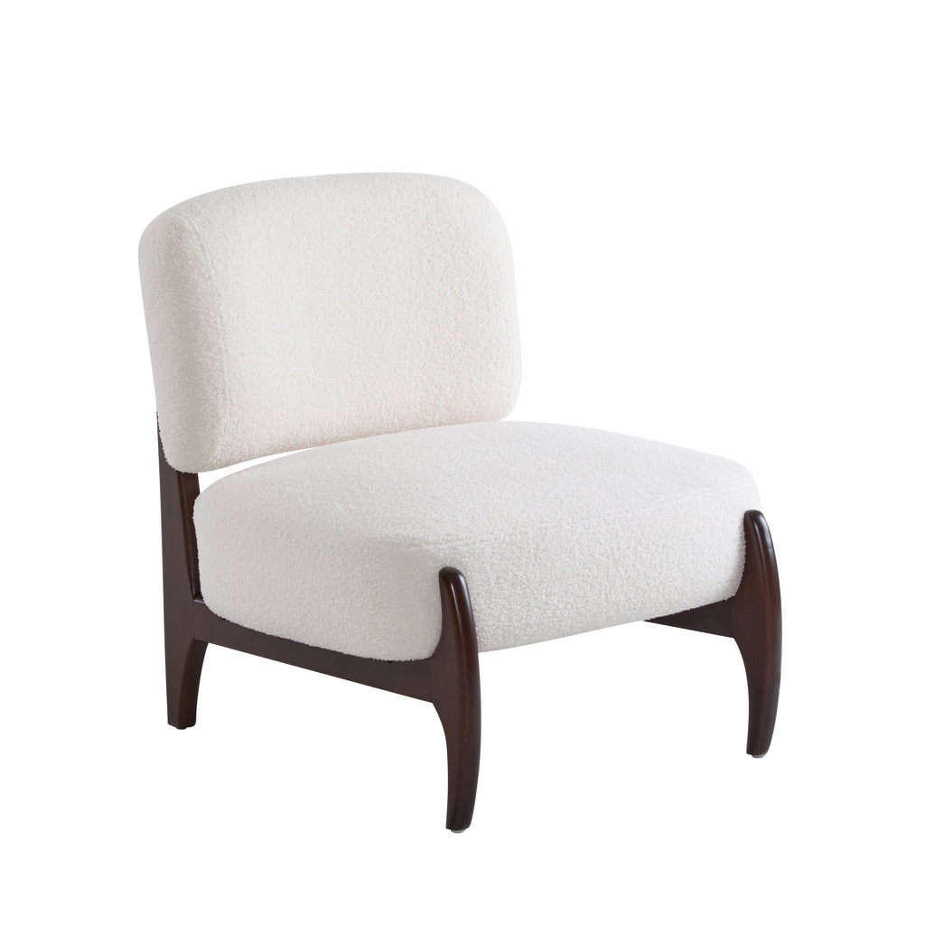 Modern Boucle Lounge Chair with Solid Wood Frame, Soft and Durable Boucle Upholstery, Beige, 25.5'