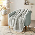 1 PCS 50x70' Oversized Faux Fur Heated Throw Grey Texture
