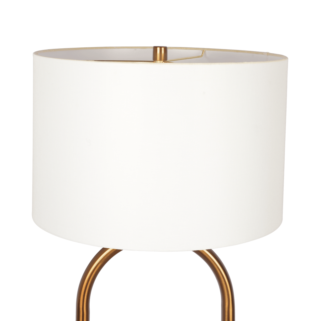 Vivid Brass Ring Base Floor Lamp with Large White Drum Shade