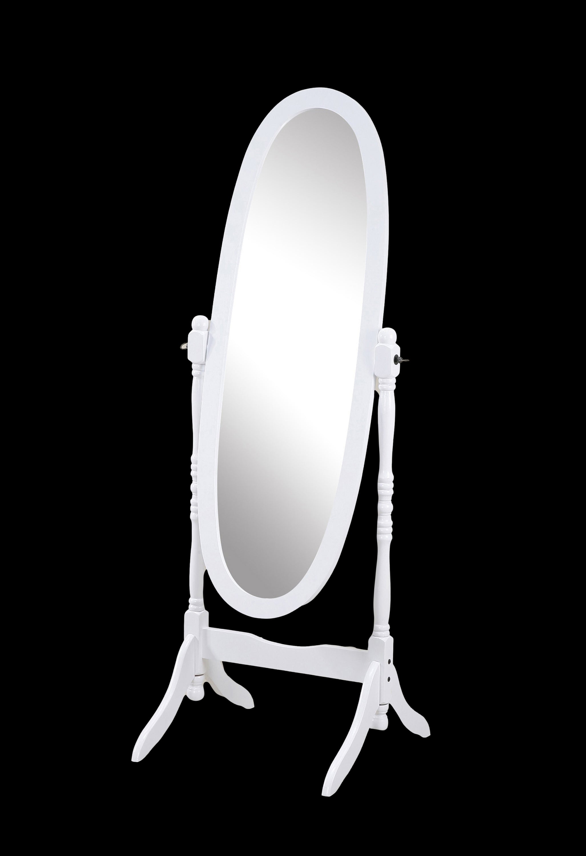 Traditional Queen Anna Style Wood Floor Cheval Mirror, White Finish