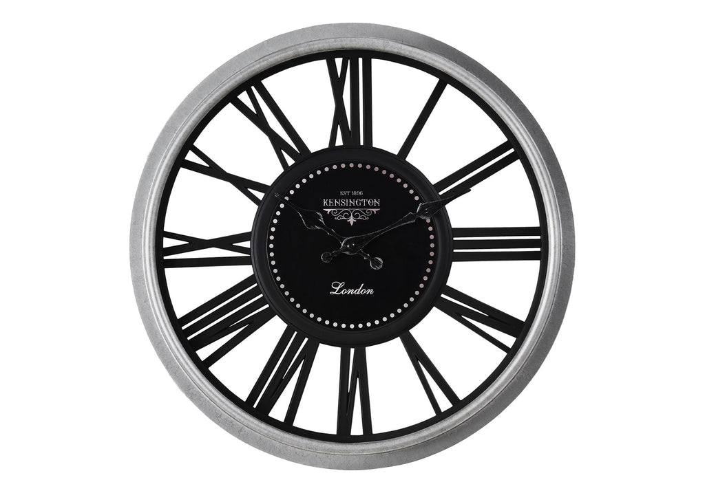 Clocks, 16' Round, Wall Clock, Silver, Black, Transitional