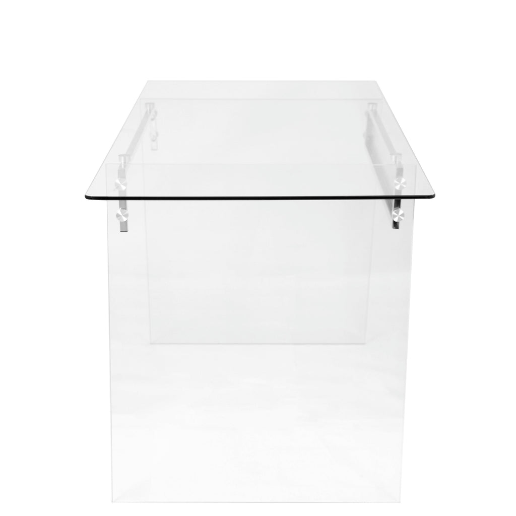 Glacier Contemporary Desk in Clear and Chrome by LumiSource