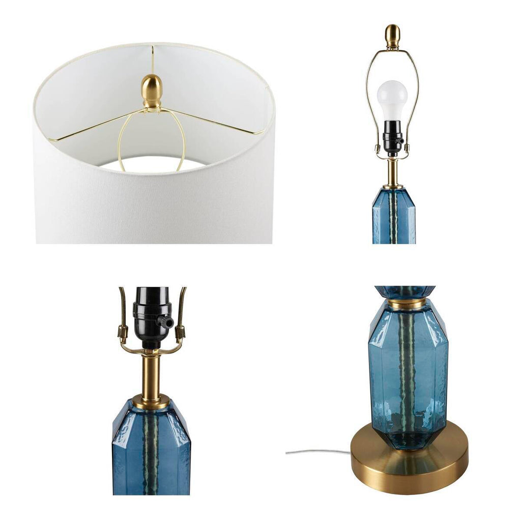 Faceted Blue Glass Table Lamp Blue See below