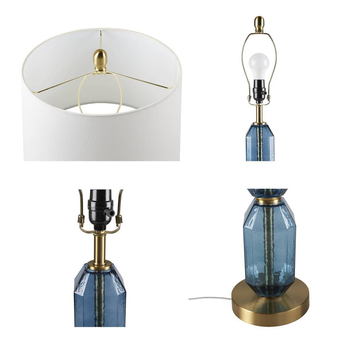 Faceted Blue Glass Table Lamp Blue See below