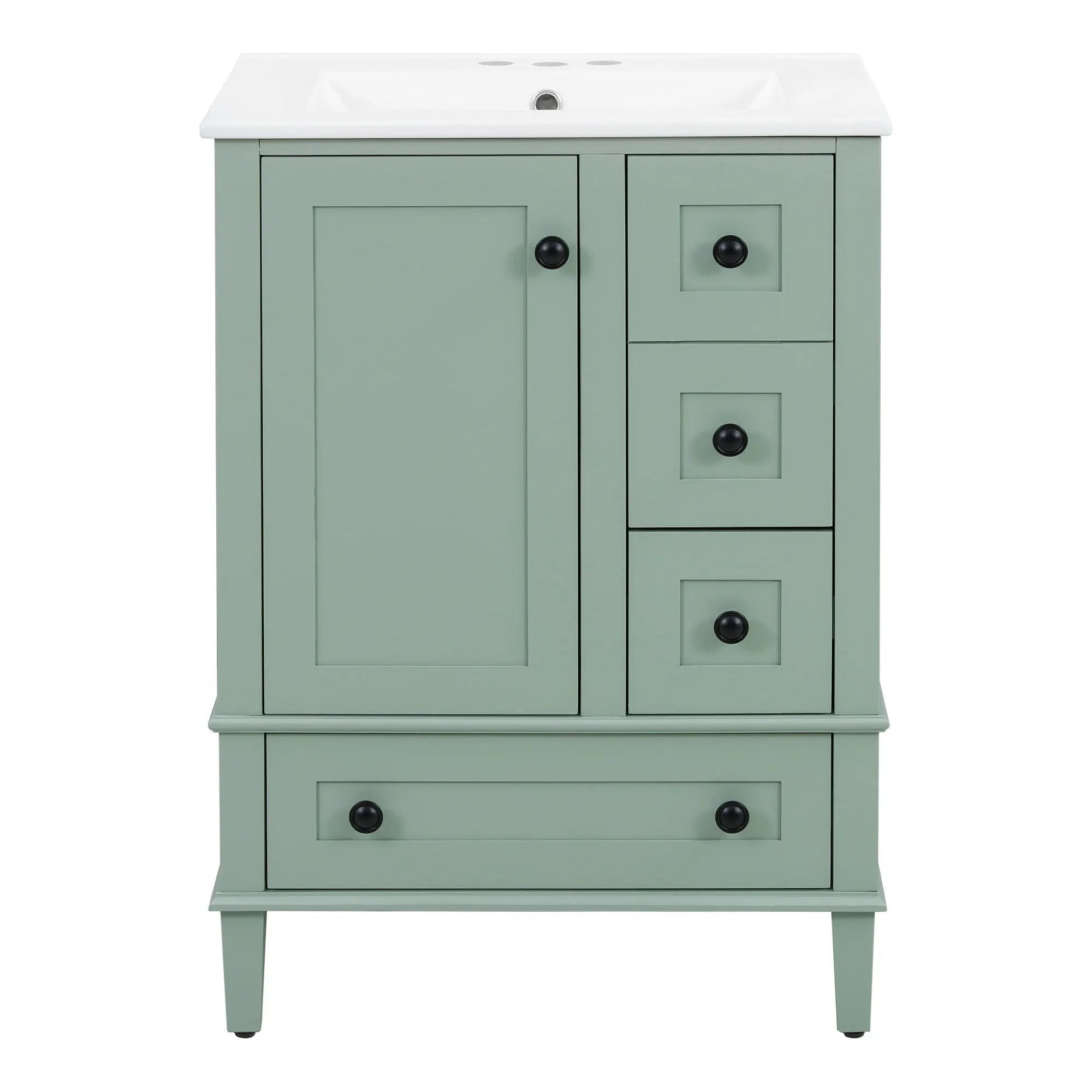 Bathroom Vanity With Integrated Basin, Soft Close Drawers, Door Mounted Double Layer Shelf