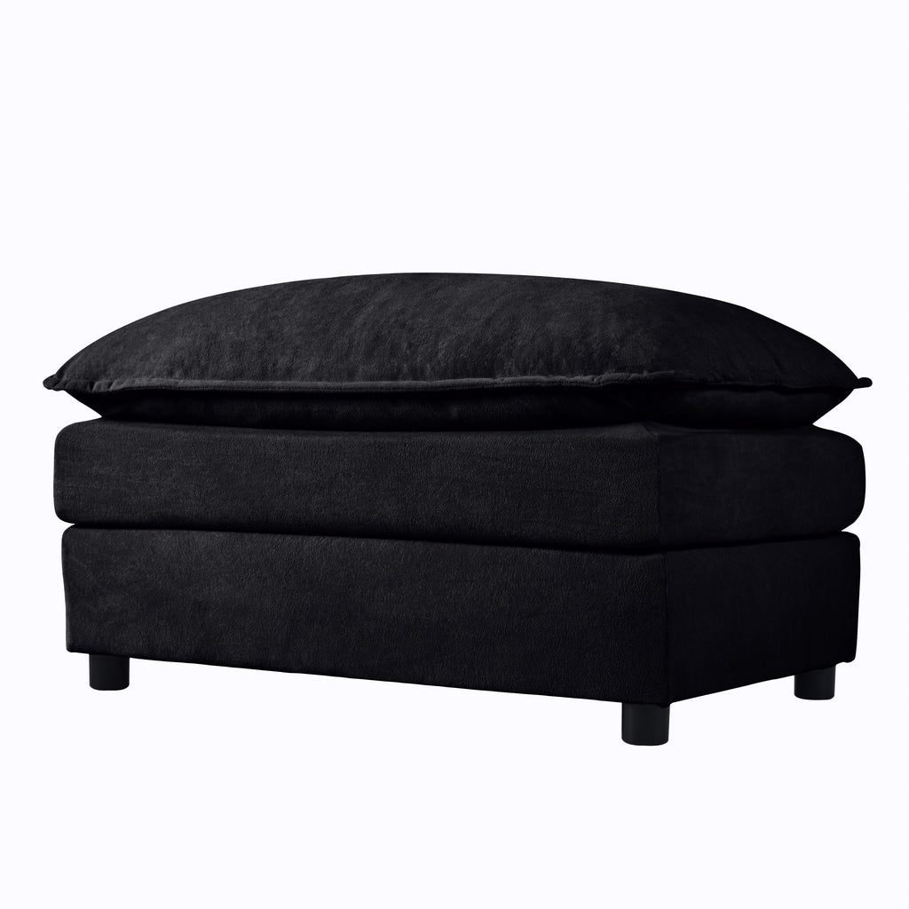 Deep Seat Sectional Sofa Cloud Couch with Ottoman,  Modern Chenille Comfy Love Seat Upholstered Modular L Shaped Couch for Living Room, Apartment, Office,DIY Combination,Black