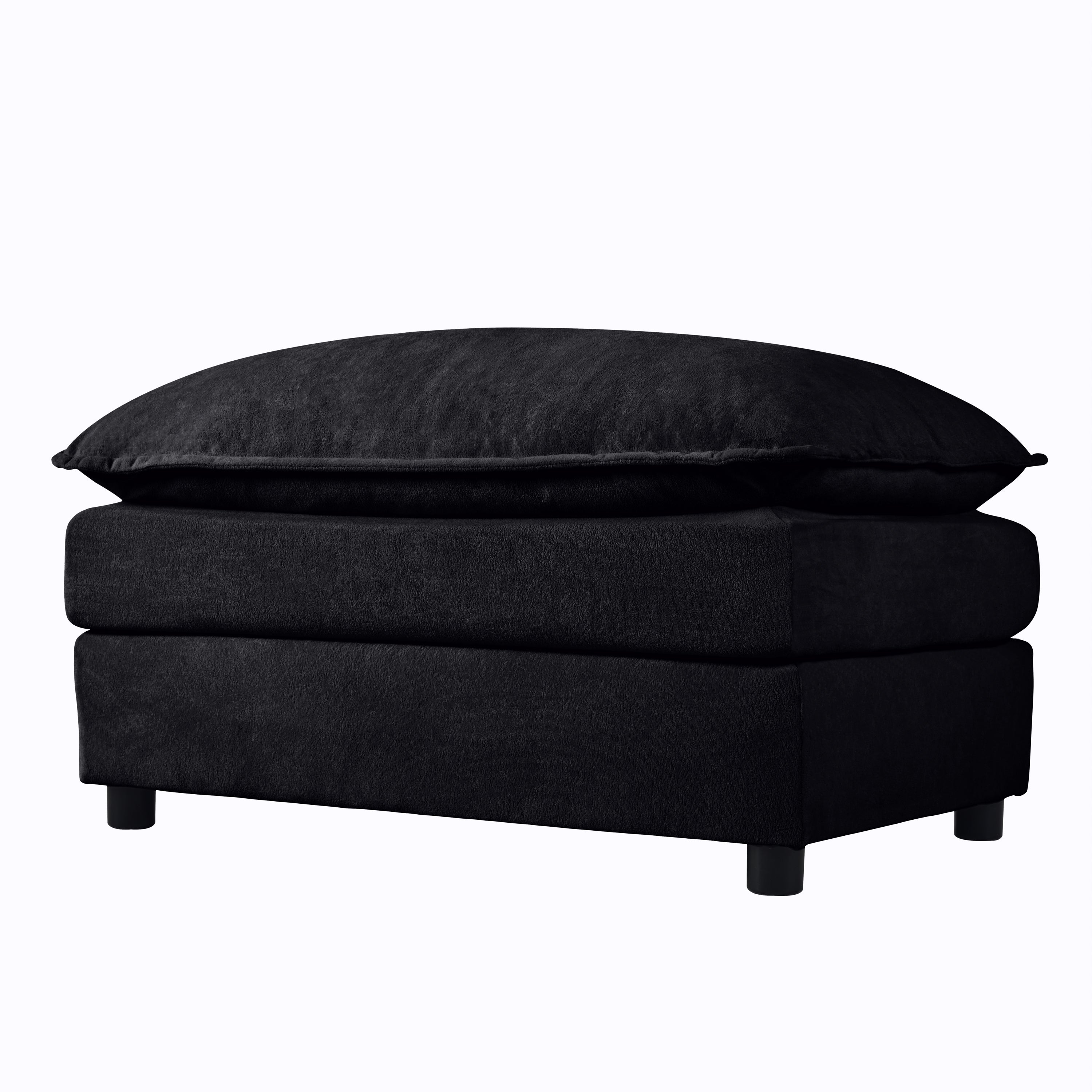 Deep Seat Sectional Sofa Cloud Couch with Ottoman,  Modern Chenille Comfy Love Seat Upholstered Modular L Shaped Couch for Living Room, Apartment, Office,DIY Combination,Black