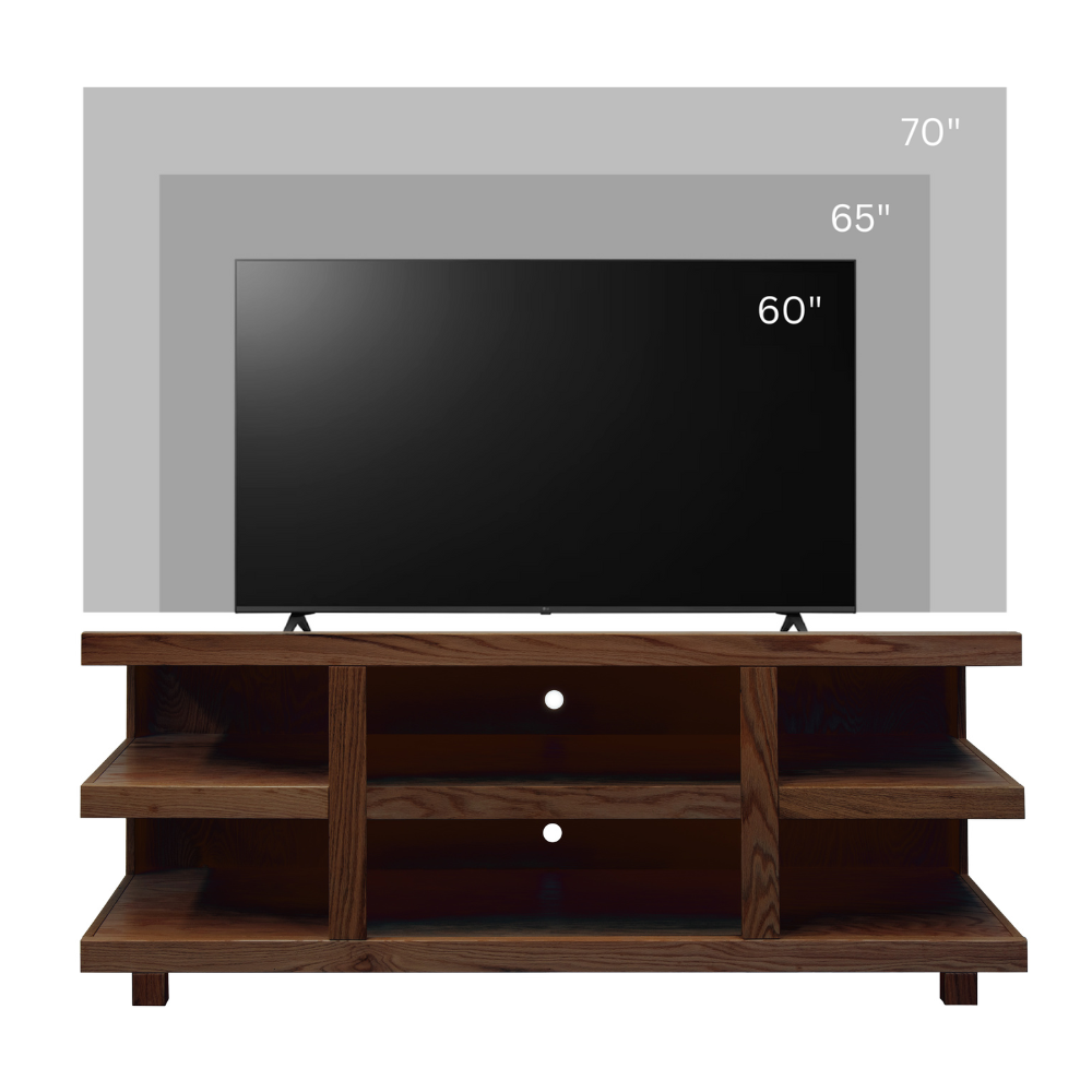 Laurel Canyon 64 inch TV Stand for TVs up to 70 inches, No Assembly Required, Oak Bourbon Finish