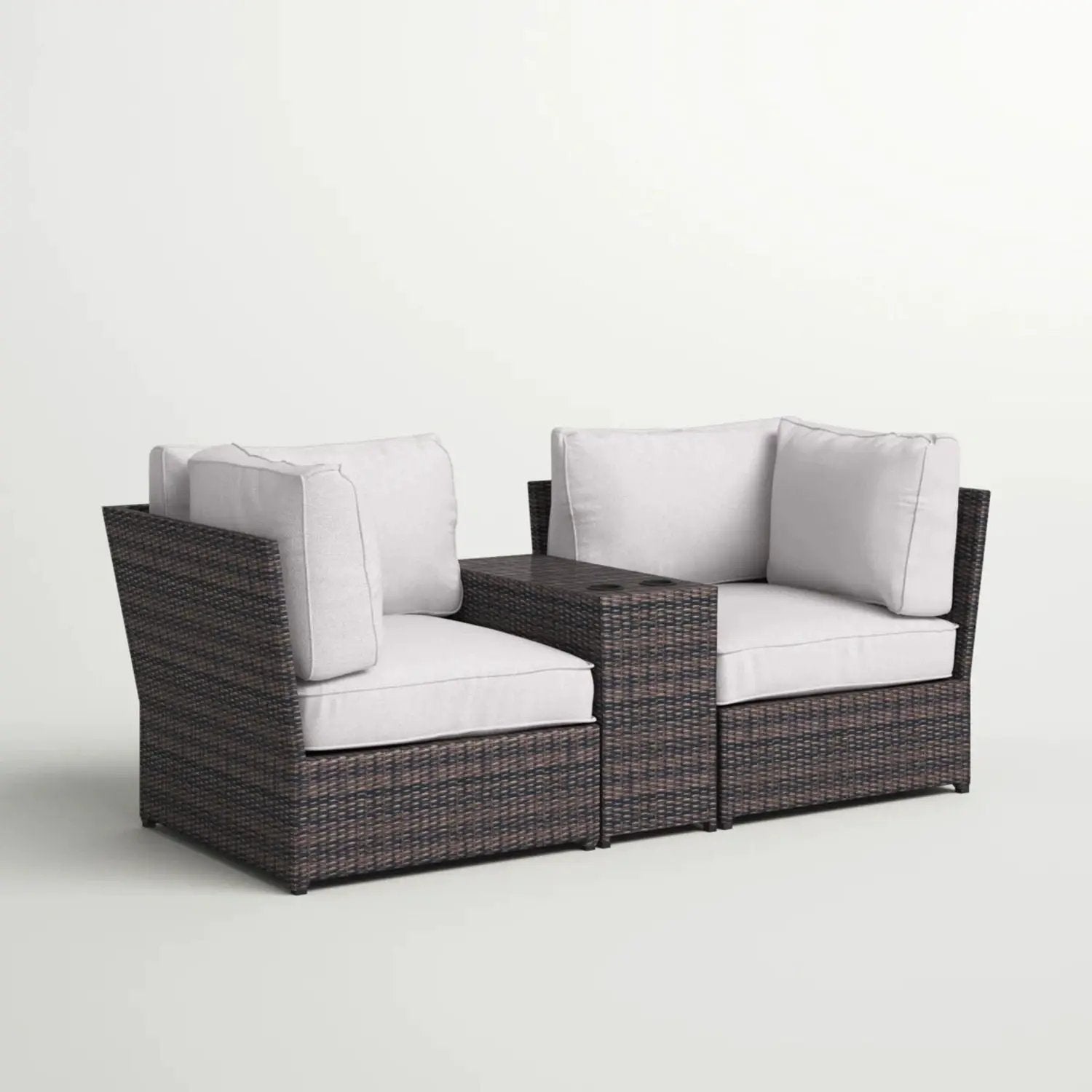 Outdoor Wicker Loveseat With Cushions