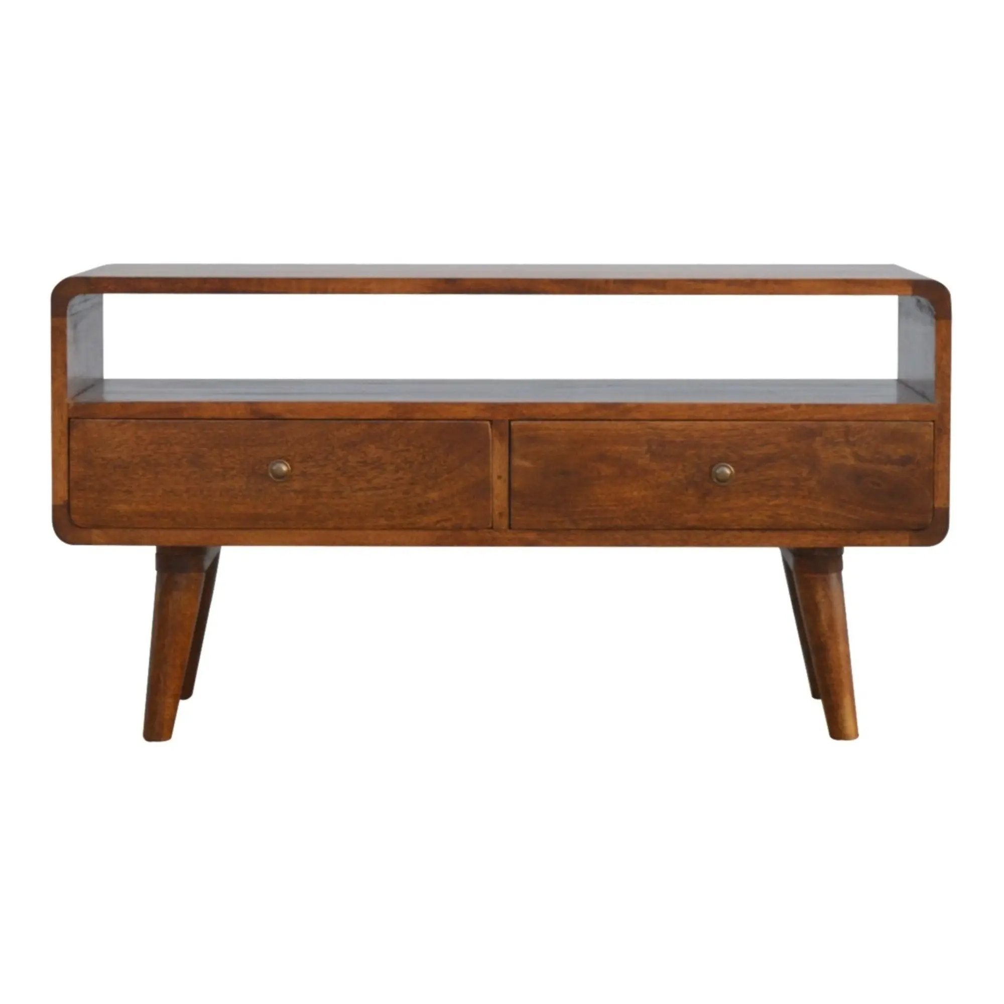 Solid Wood Curved Media Unit