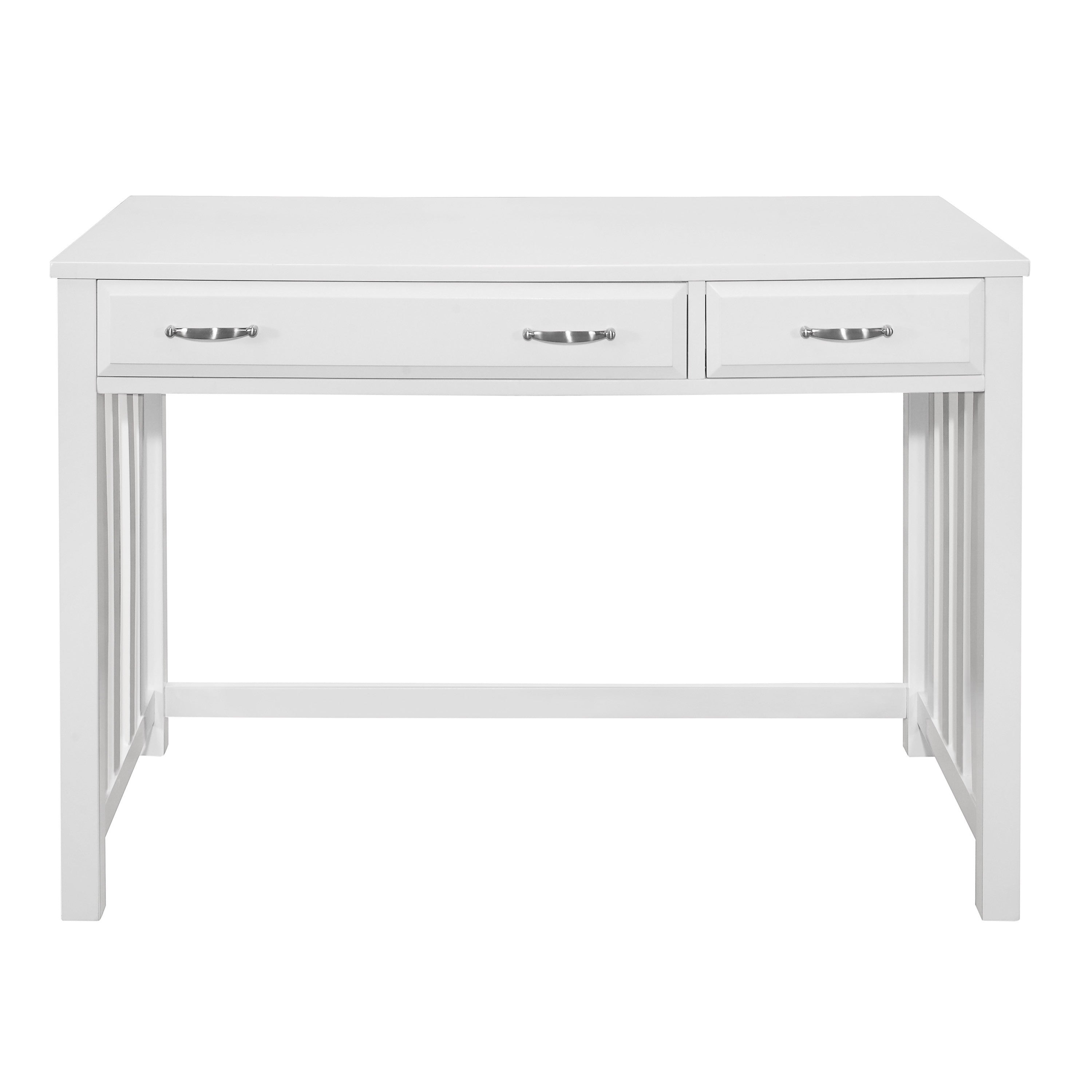 Modern Traditional 1pc Desk with 2x Drawers White Finish Keyboard Drawer Wooden Furniture