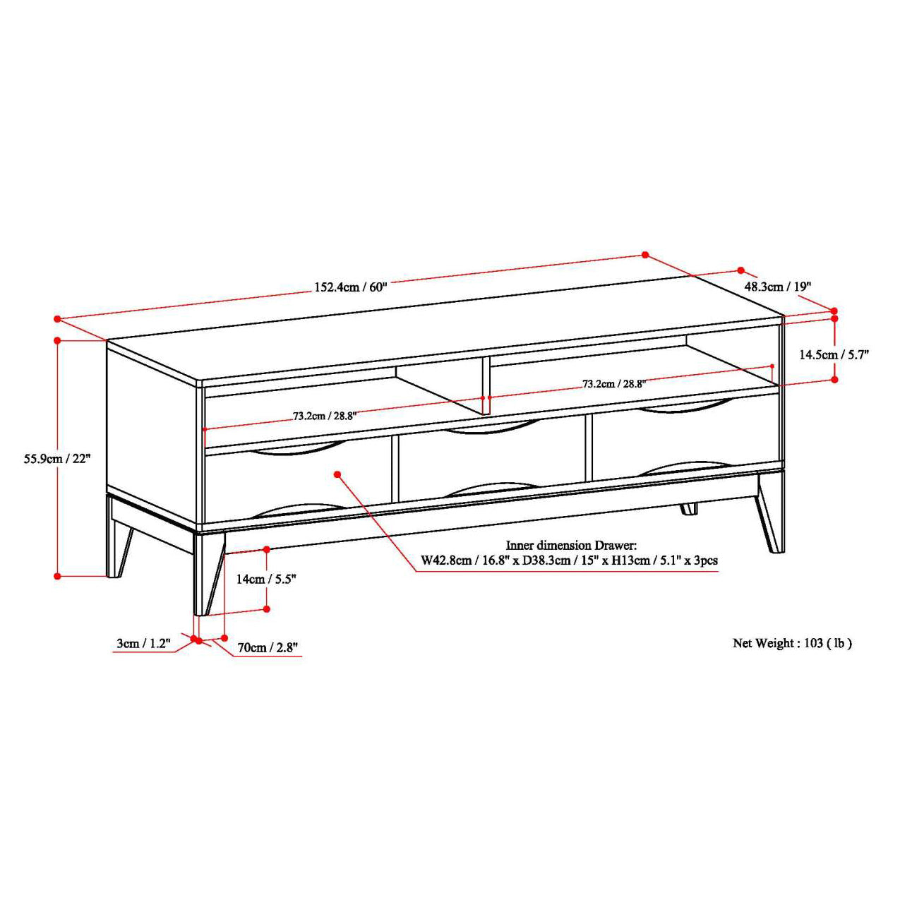 Harper - TV Media Stand - Teak Brown