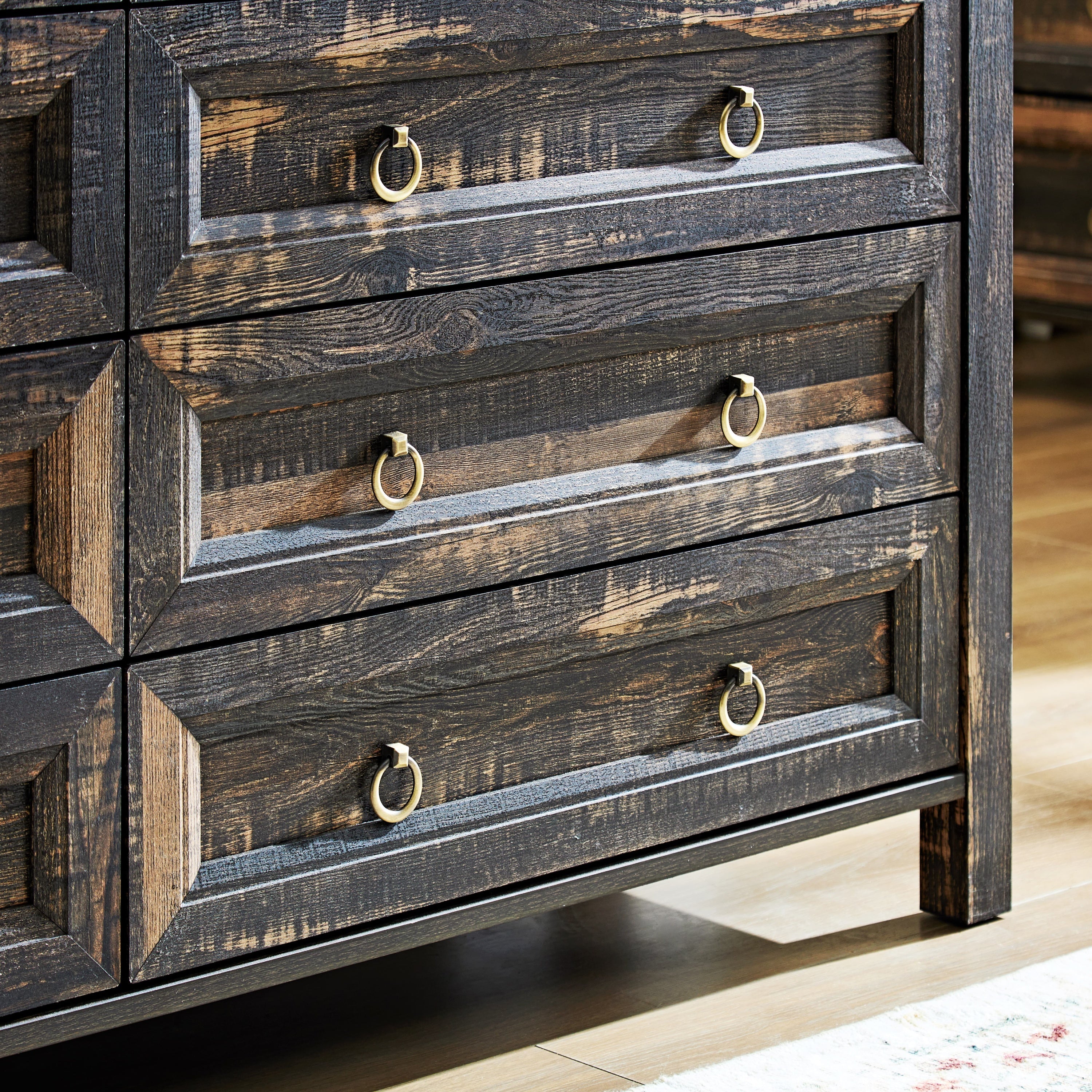 Farmhouse 8 Drawers Dresser Chests for Bedroom, Wood Rustic Wide Chset of Drawers,Storage Dressers Organizer for Bedroom, Living Room,Hallway