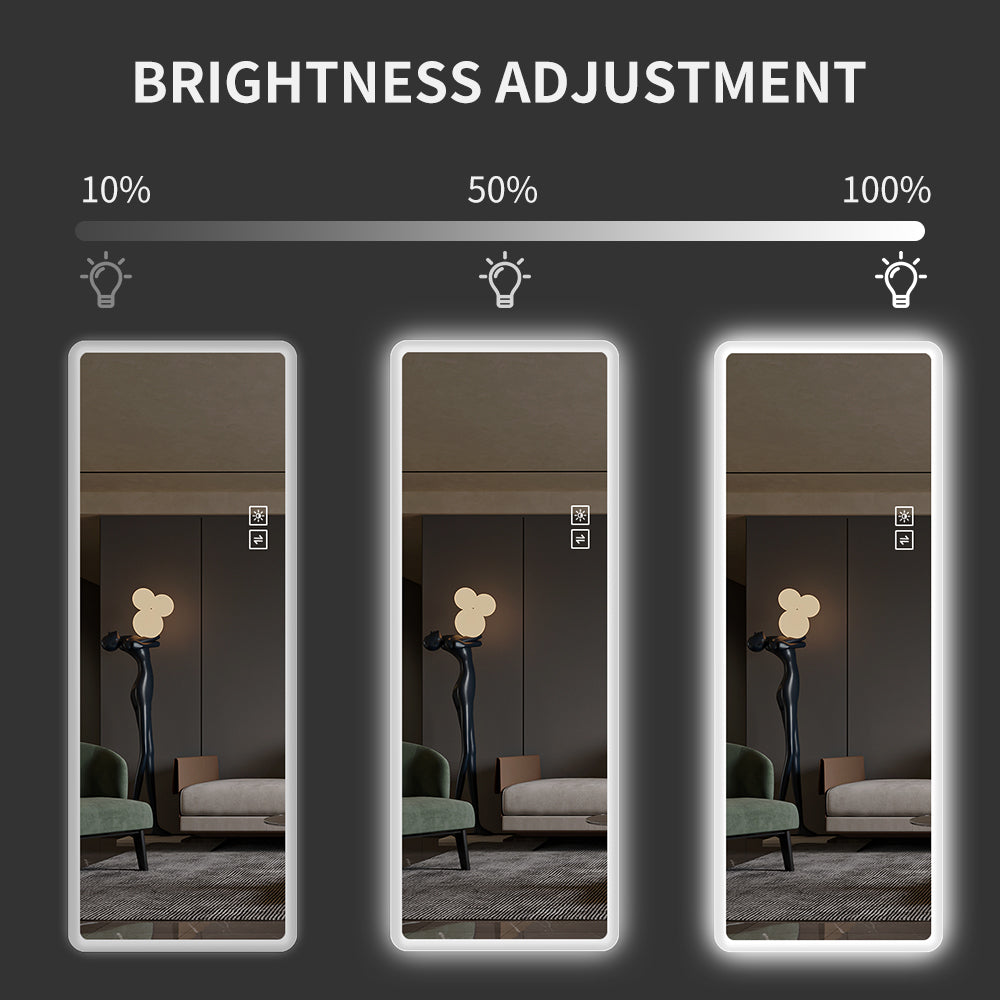 Full Length Mirror Lighted Vanity Body Mirror LED Mirror Wall-Mounted Mirror Big Size Rounded Corners, Bedroom,Living Room,Dressing Room Hotel