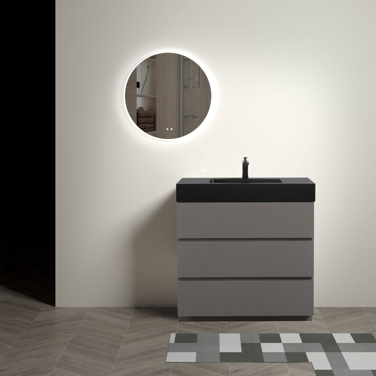 Alice 36 Inch Premium Modern Freestanding One-Piece Bathroom Vanity Set Without Drain And Faucet (SAK71364)