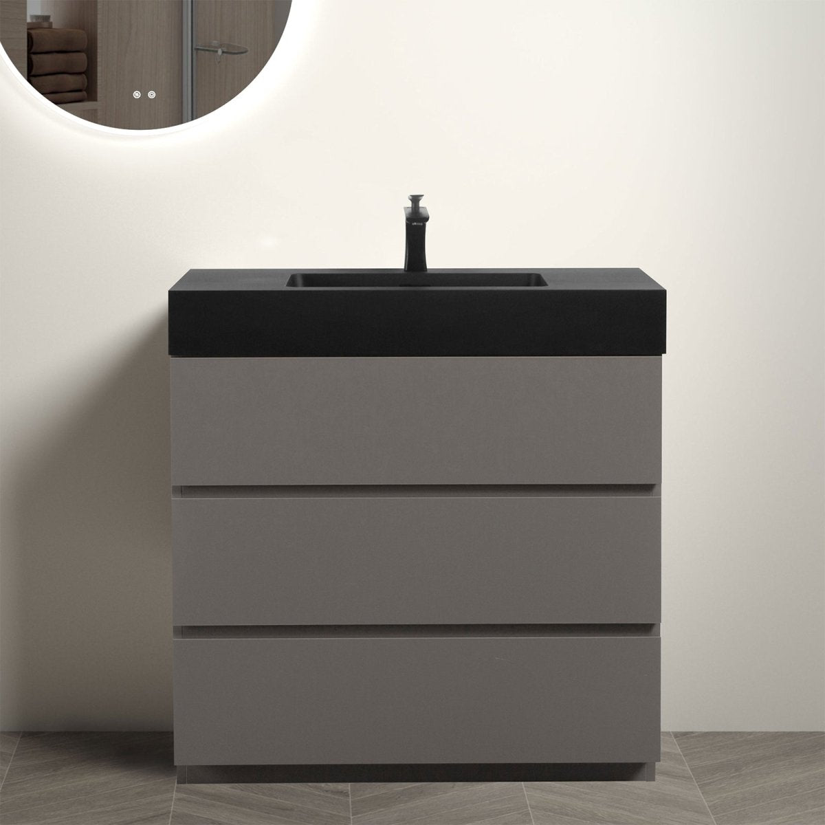 Alice 36 Inch Premium Modern Freestanding One-Piece Bathroom Vanity Set Without Drain And Faucet (SAK71364)