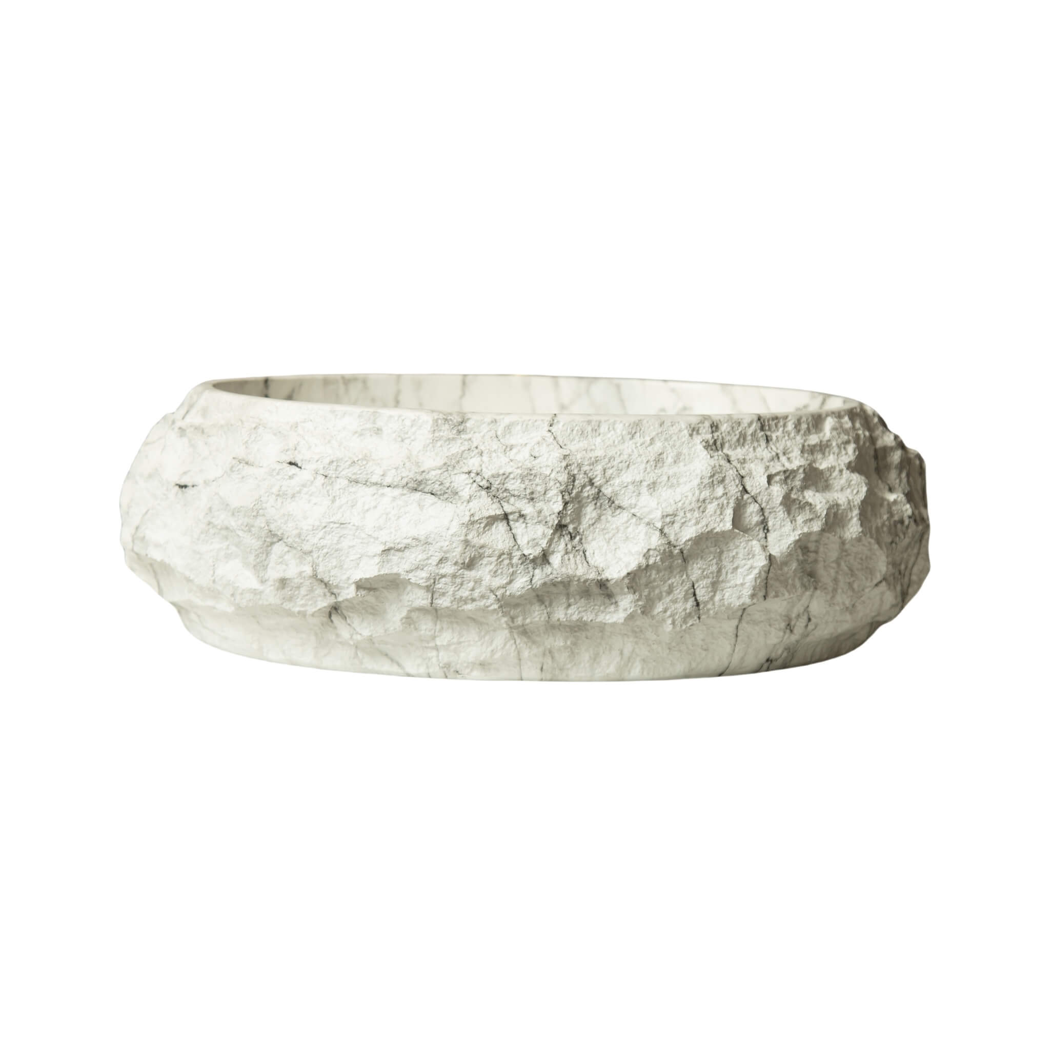 Alora 18-Inch Ivory Oval Bathroom Resin Vessel Basin Sink With Stone Pattern (SAK79130)